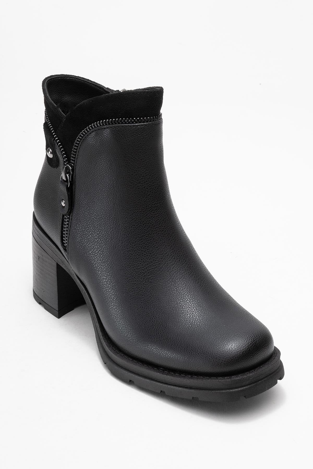 Parly - Black Zip-Detail Block Heel Boot (Women) - Image 3
