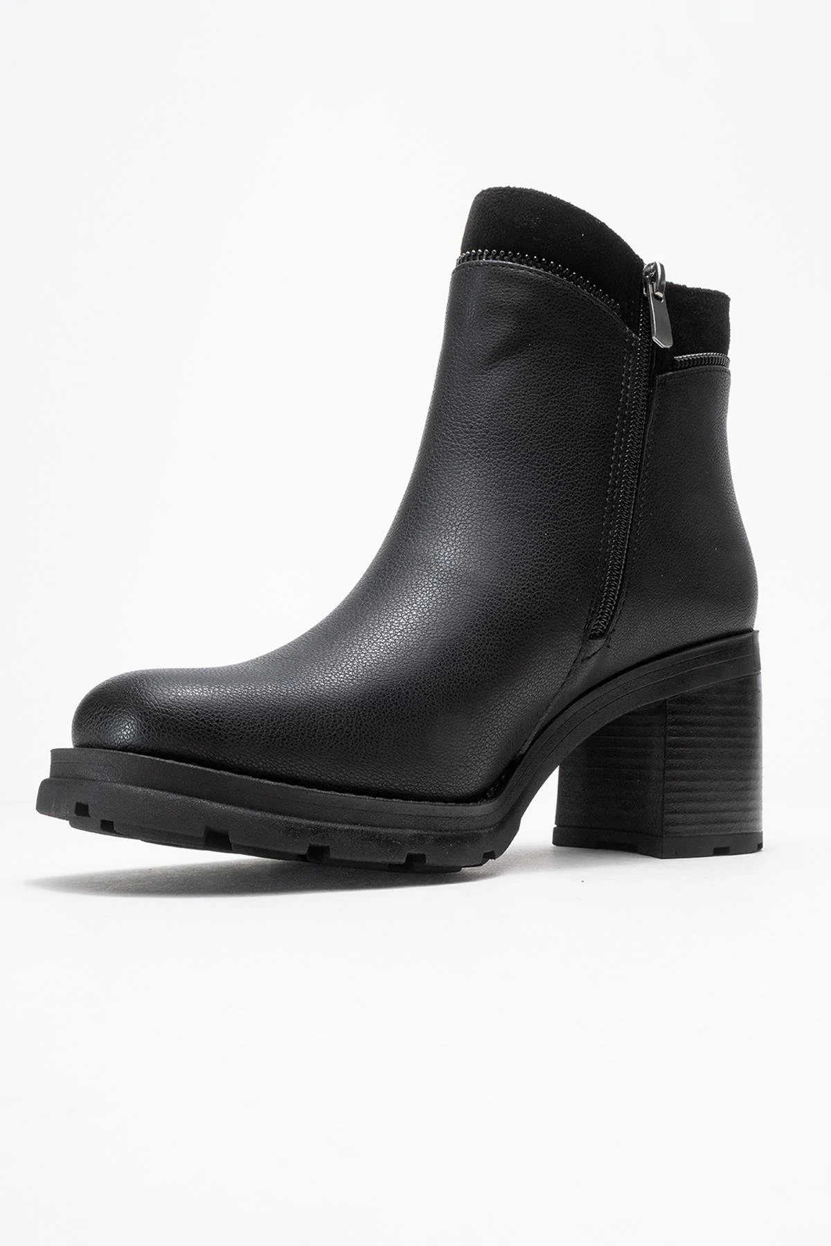 Parly - Black Zip-Detail Block Heel Boot (Women) - Image 4