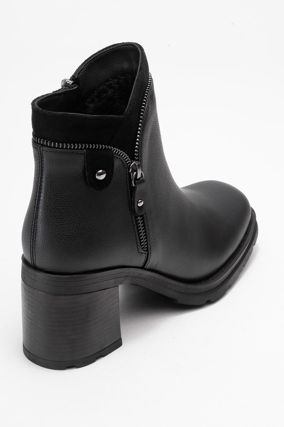 Parly - Black Zip-Detail Block Heel Boot (Women) - Image 5