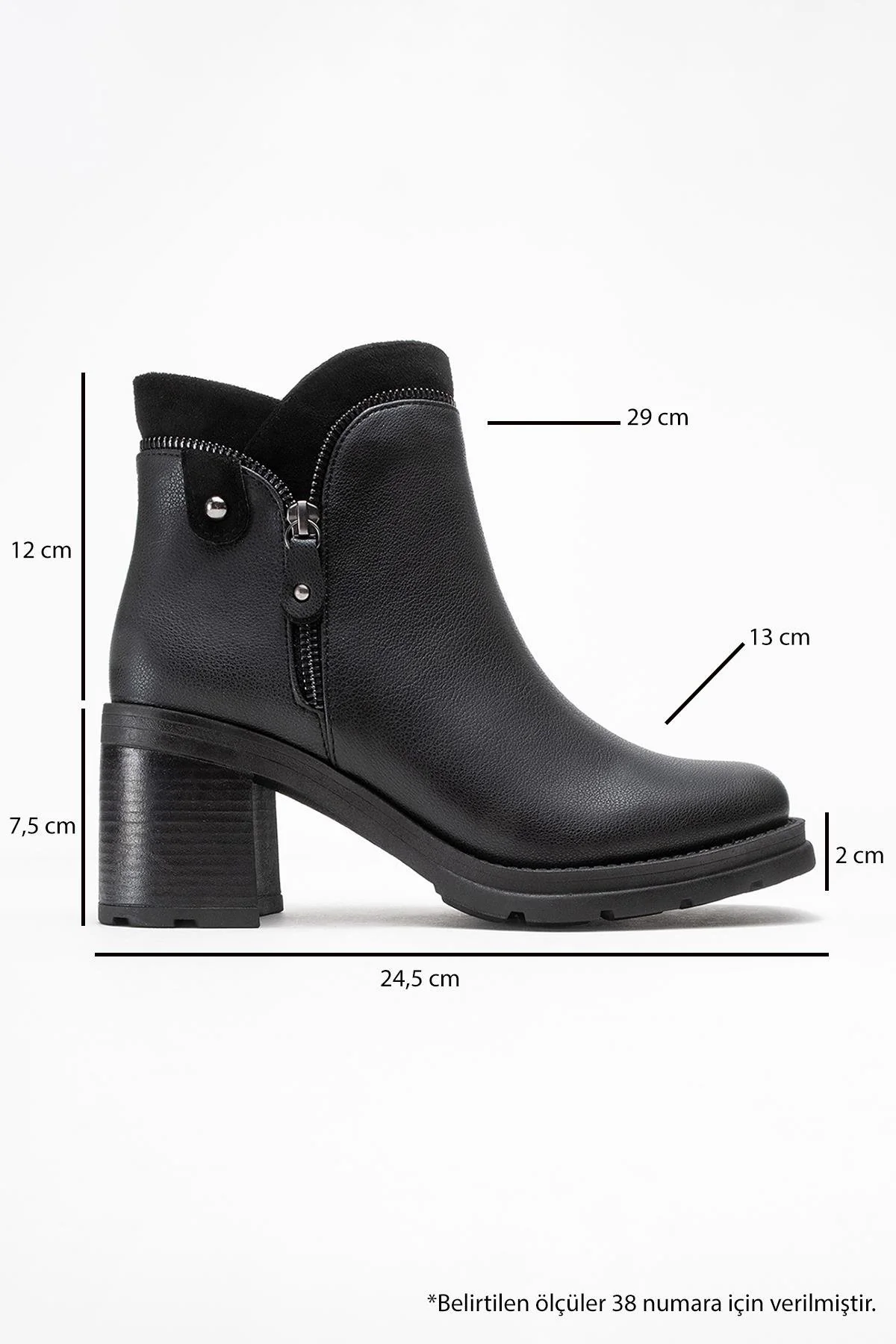 Parly - Black Zip-Detail Block Heel Boot (Women) - Image 6