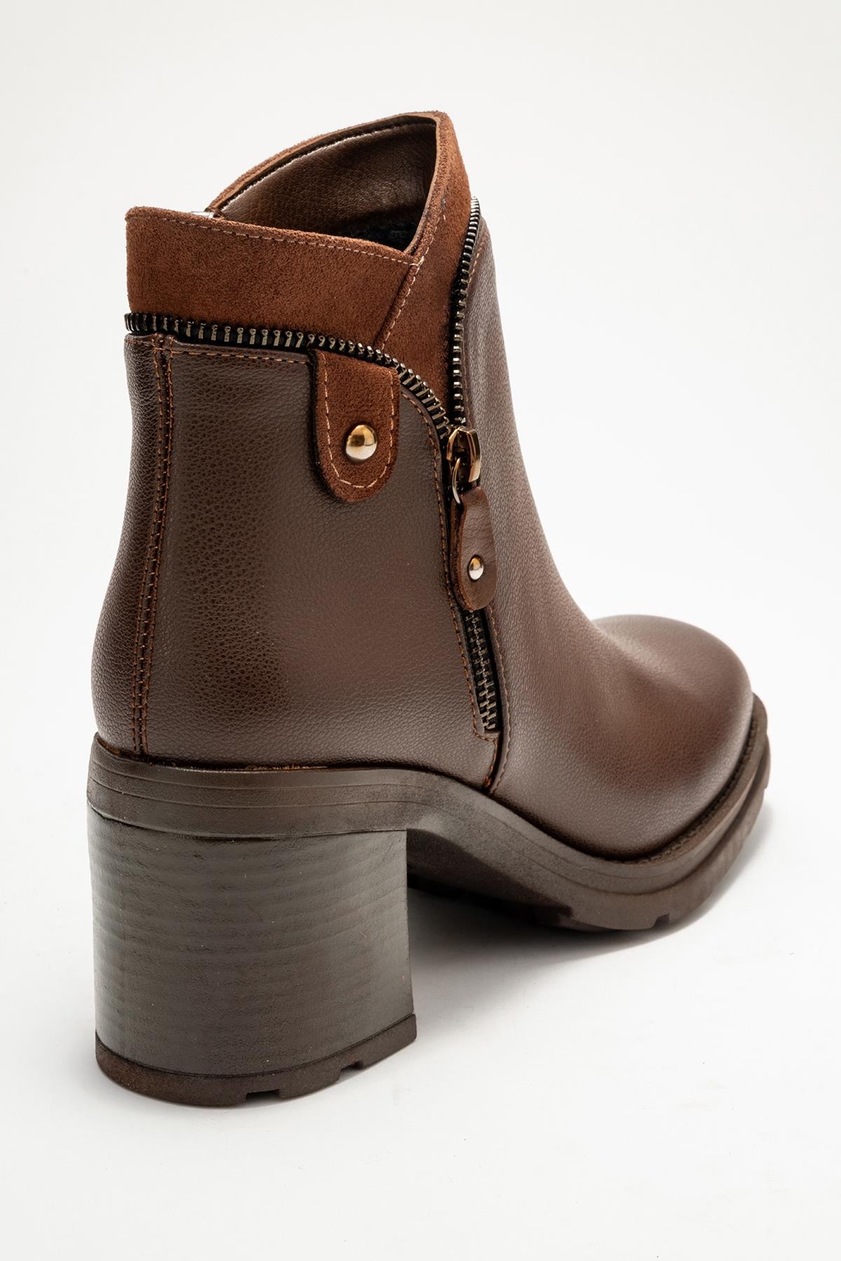 Parly - Brown Zip-Detail Block Heel Boot (Women) - Image 5