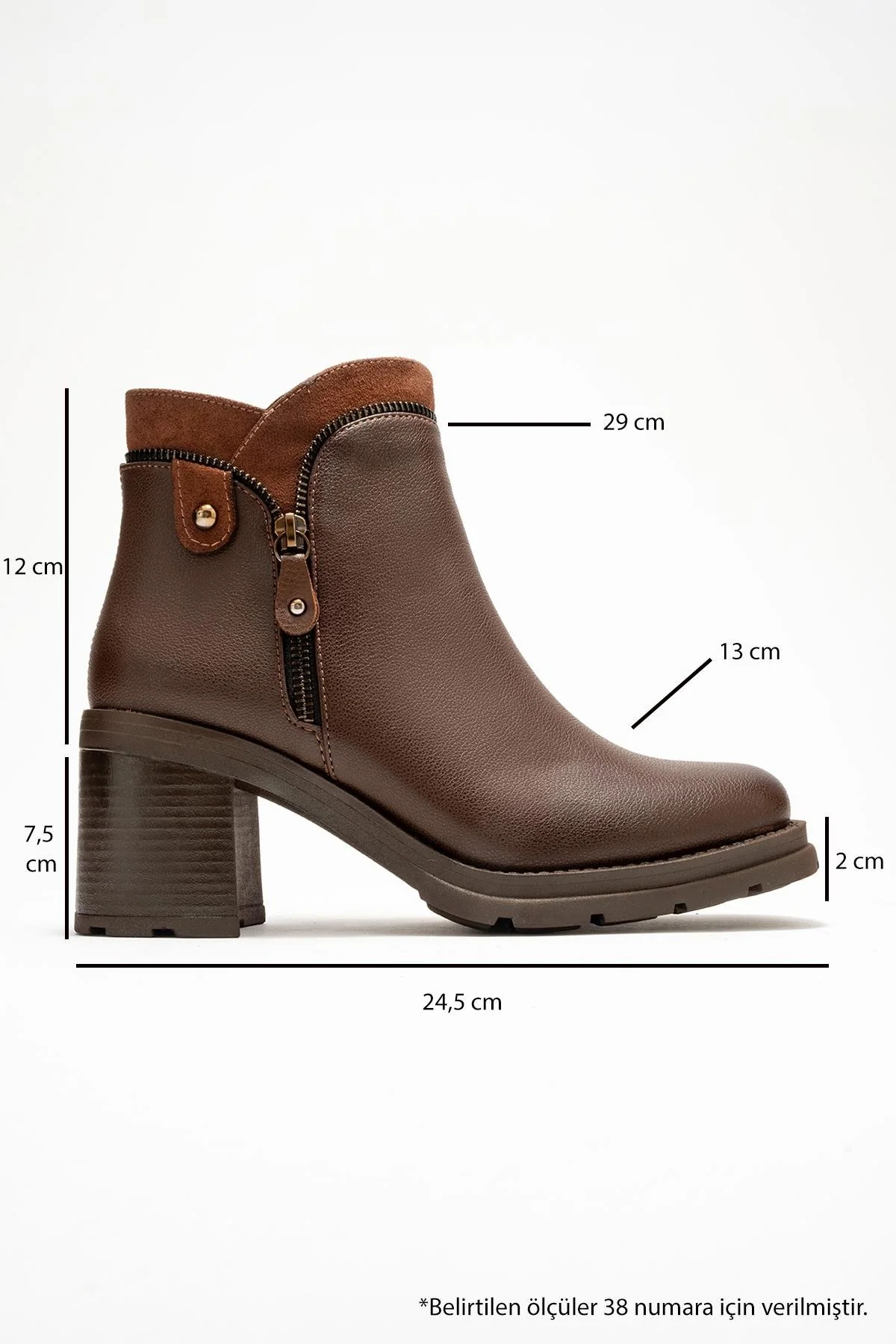 Parly - Brown Zip-Detail Block Heel Boot (Women) - Image 6