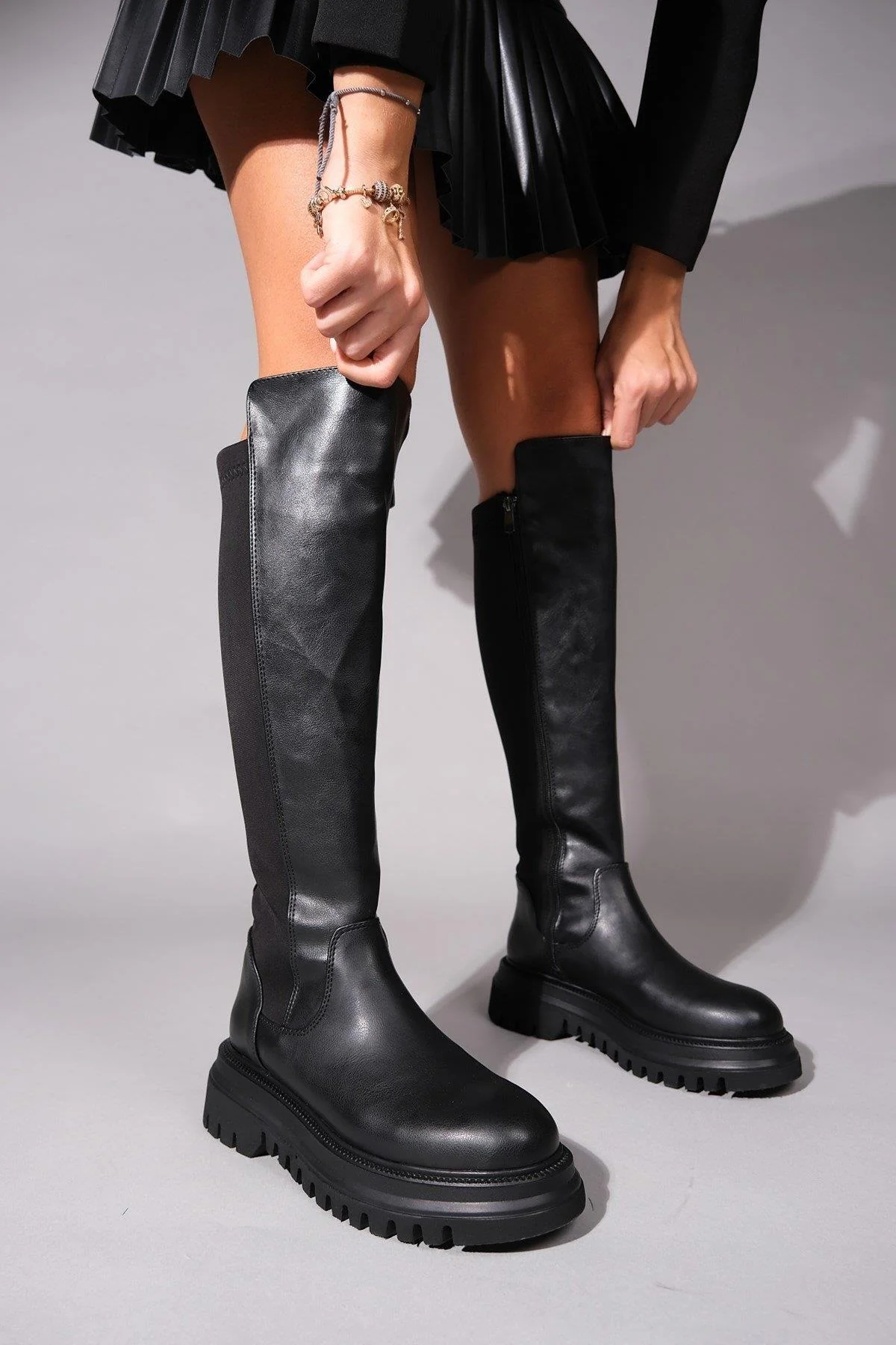 Paul - Black Stretch Detail Boot (Women) - Image 7