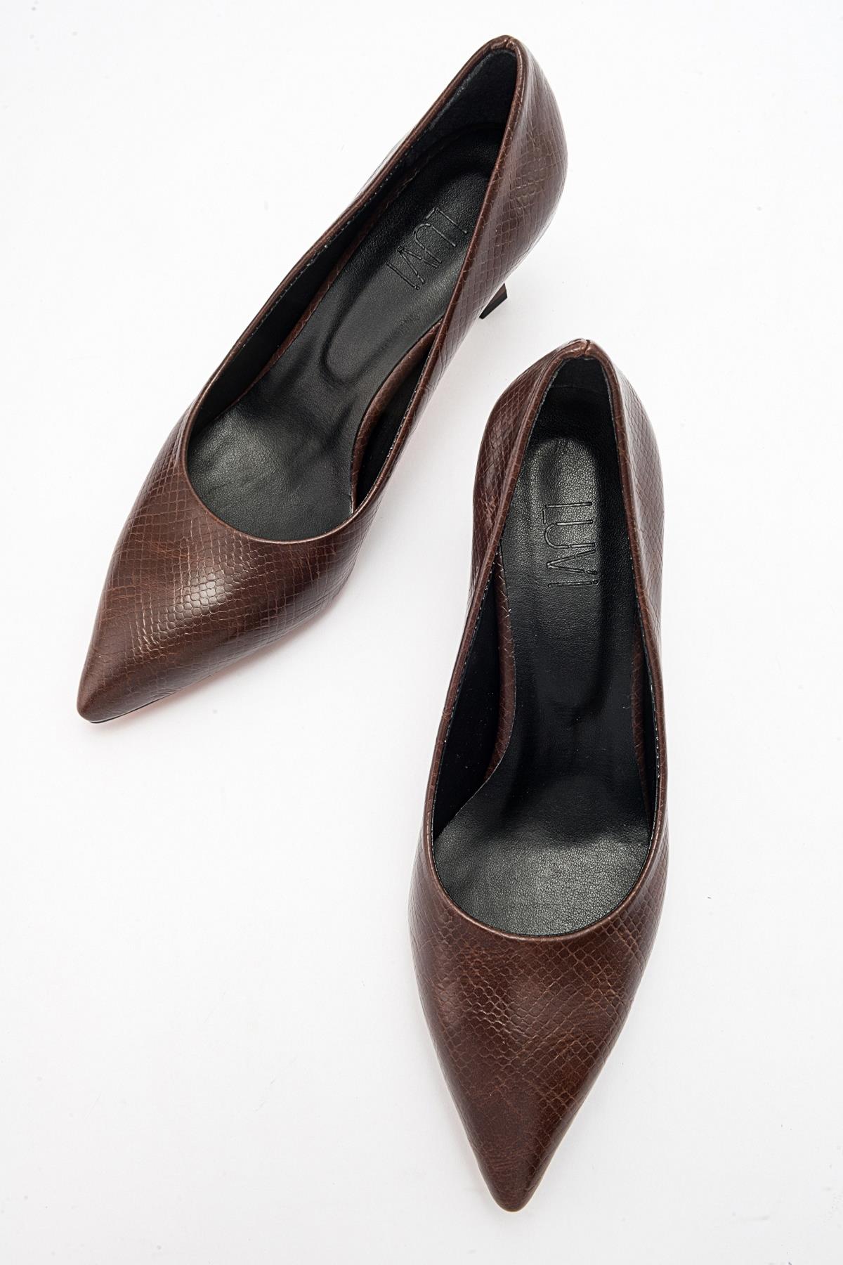 Pedra - Brown Printed Heeled Shoe (Women) - Image 3