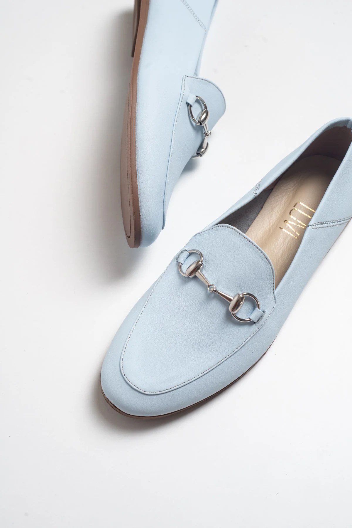 Penny - Baby Blue Leather Horsebit Loafers - Image 2