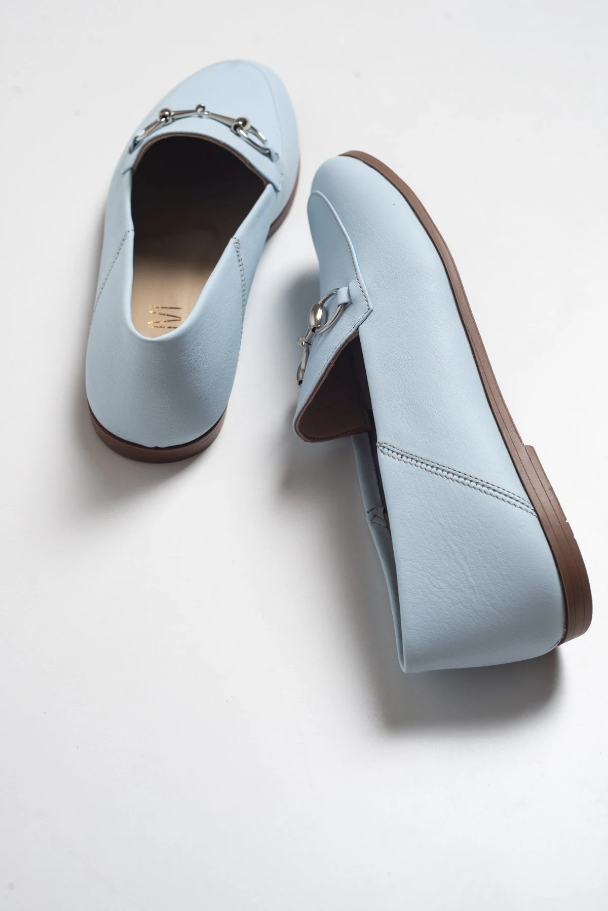 Penny - Baby Blue Leather Horsebit Loafers - Image 3