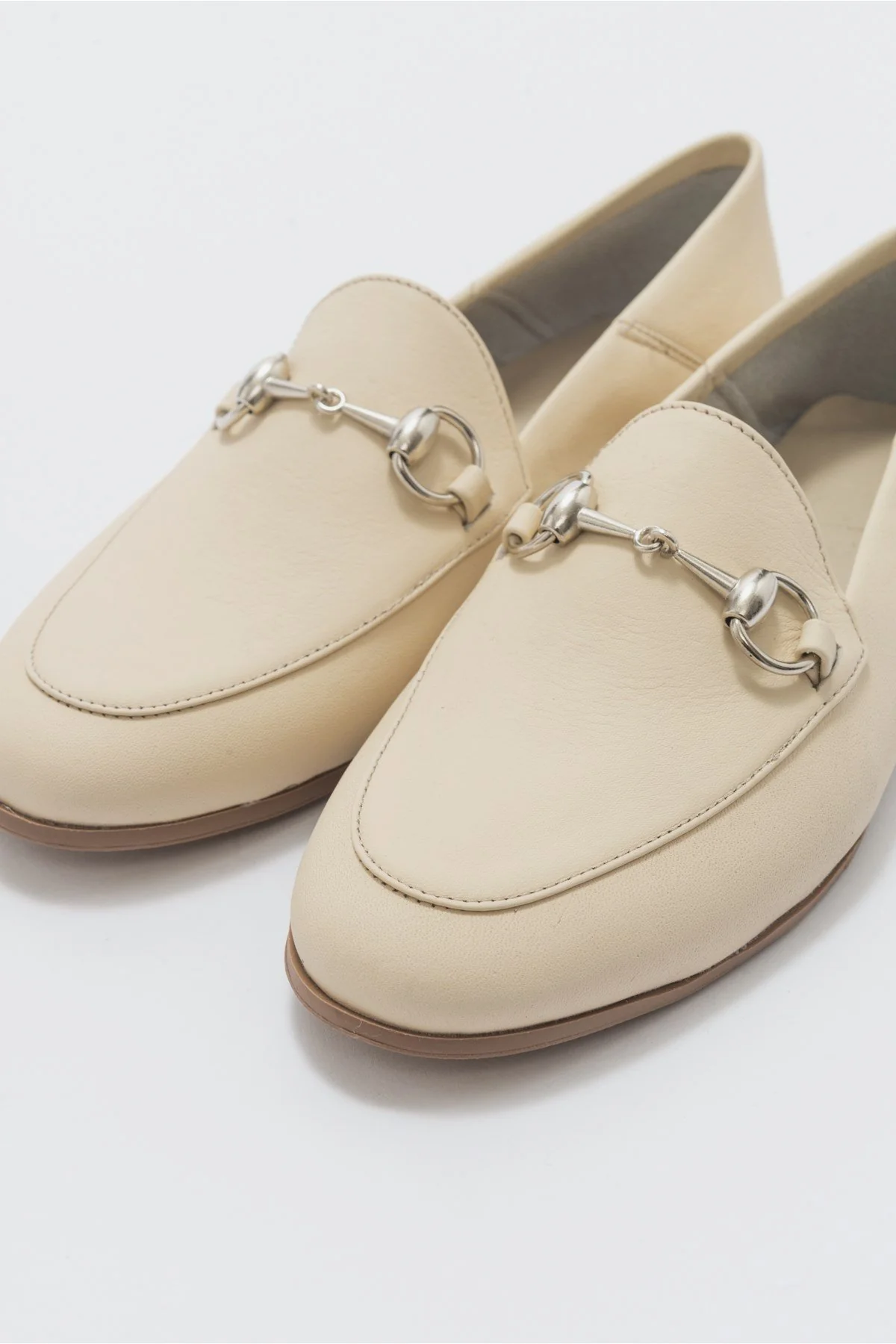 Penny - Beige Leather Horsebit Loafers - Image 3