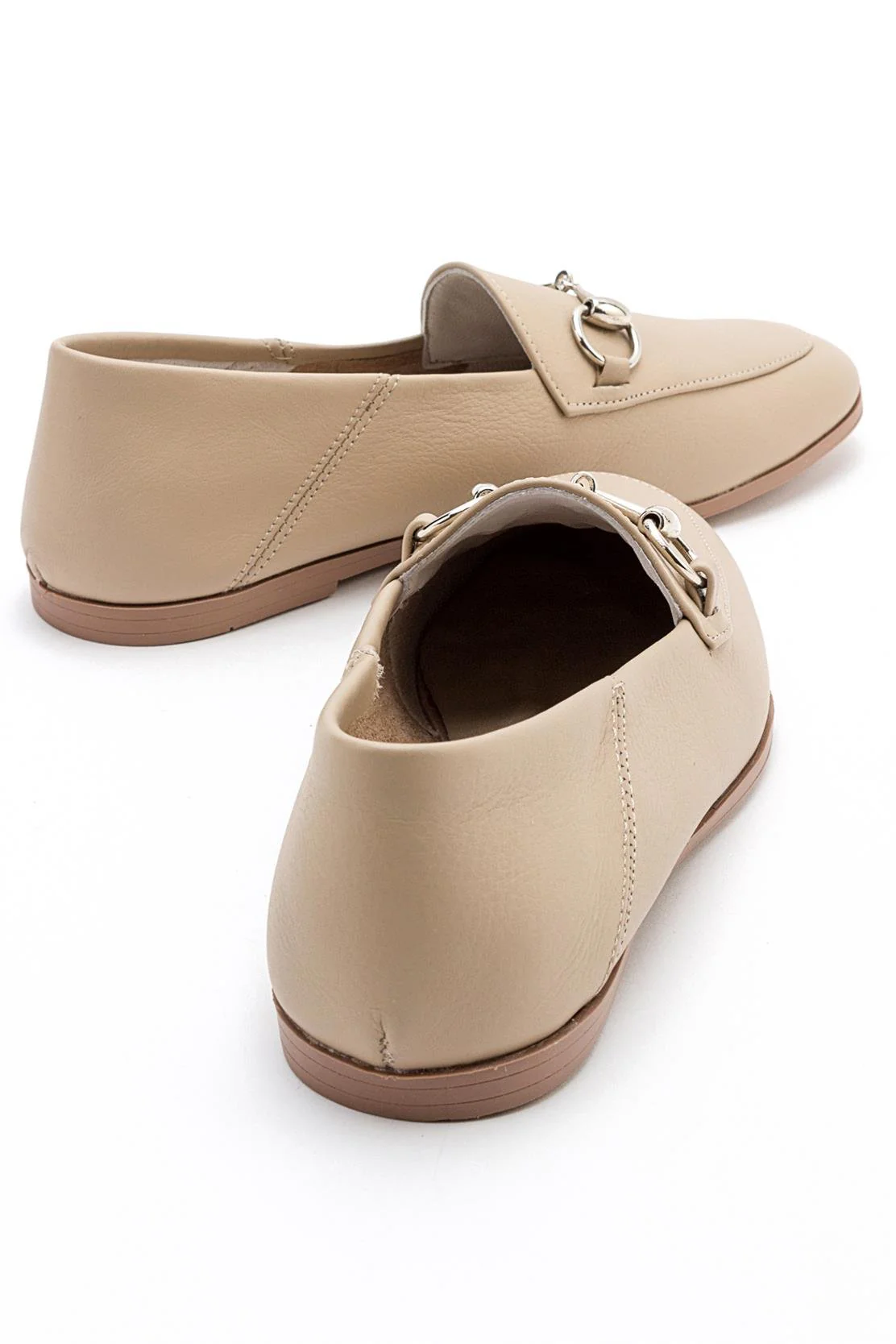 Penny - Dark Beige Leather Horsebit Loafers - Image 3