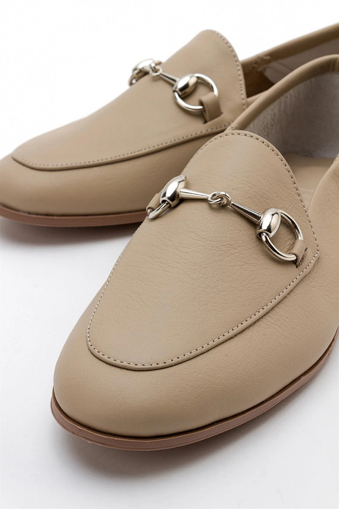 Penny - Dark Beige Leather Horsebit Loafers - Image 4