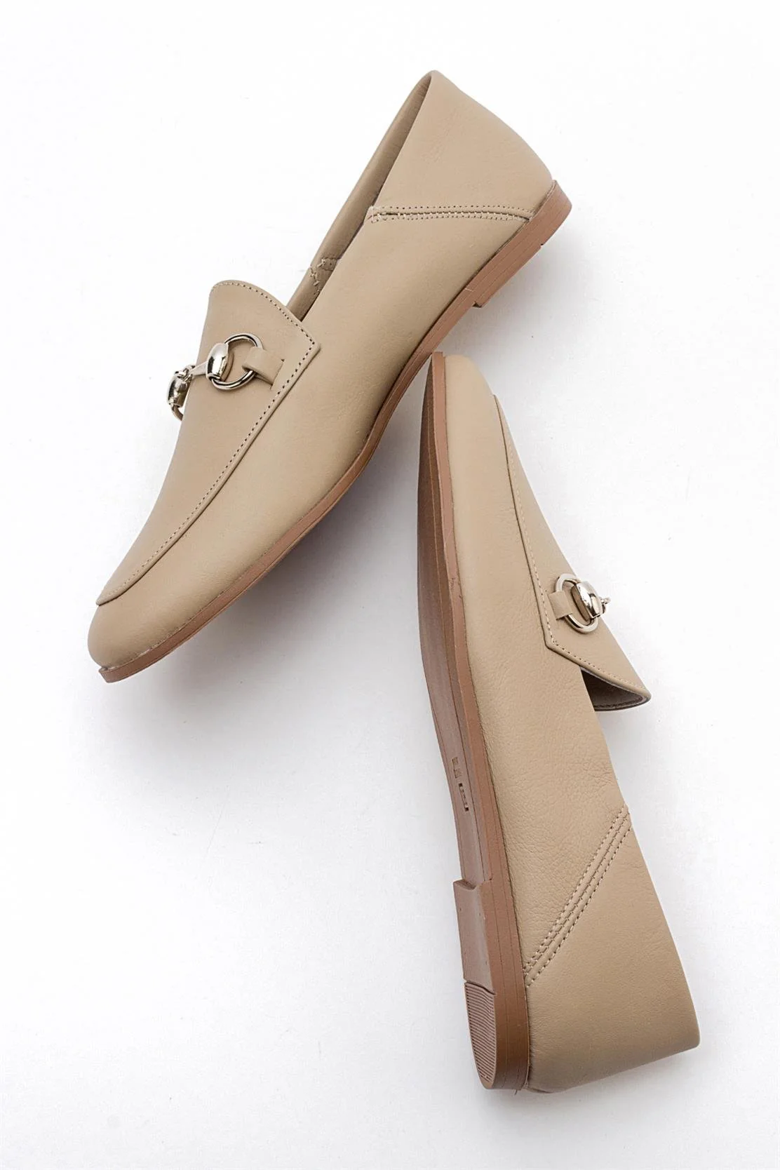 Penny - Dark Beige Leather Horsebit Loafers - Image 5