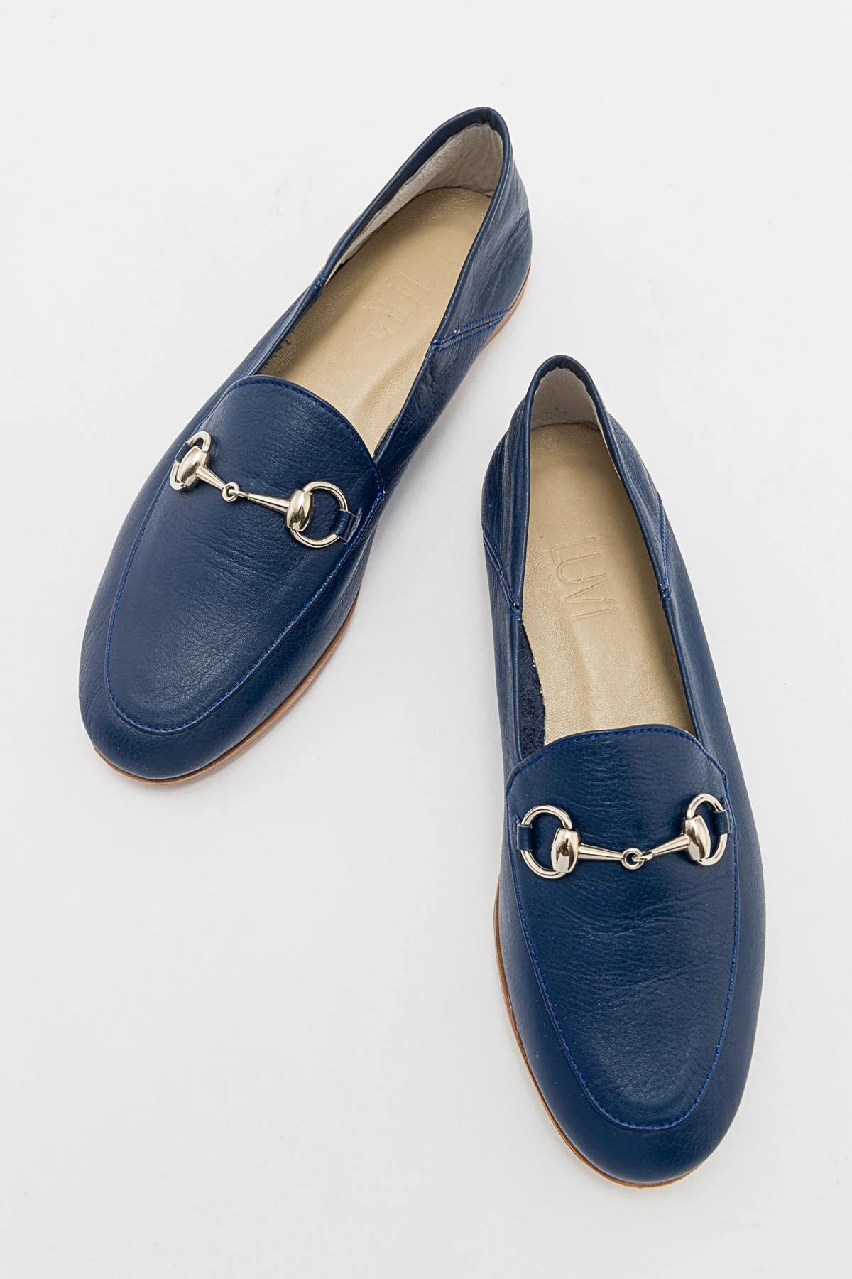 Penny - Navy Blue Leather Horsebit Loafers - Image 2
