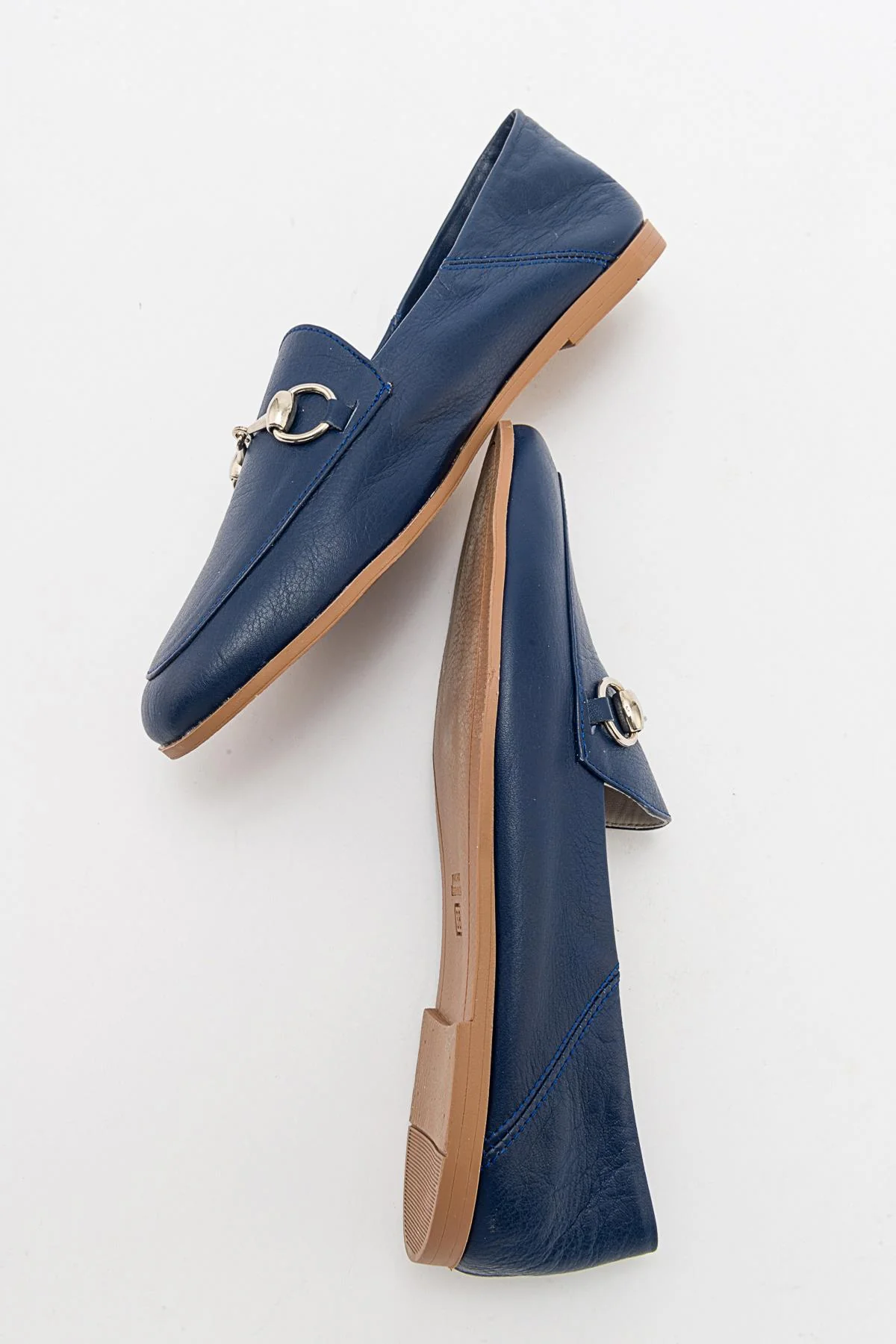 Penny - Navy Blue Leather Horsebit Loafers - Image 3