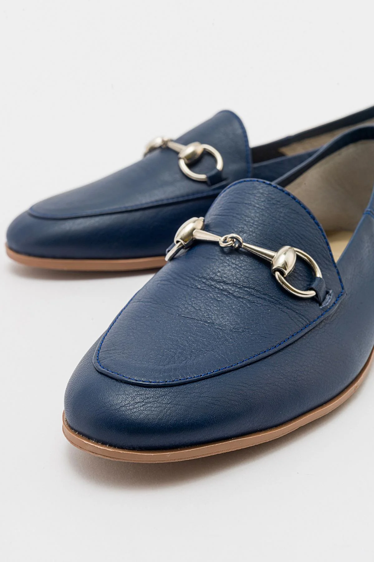 Penny - Navy Blue Leather Horsebit Loafers - Image 5