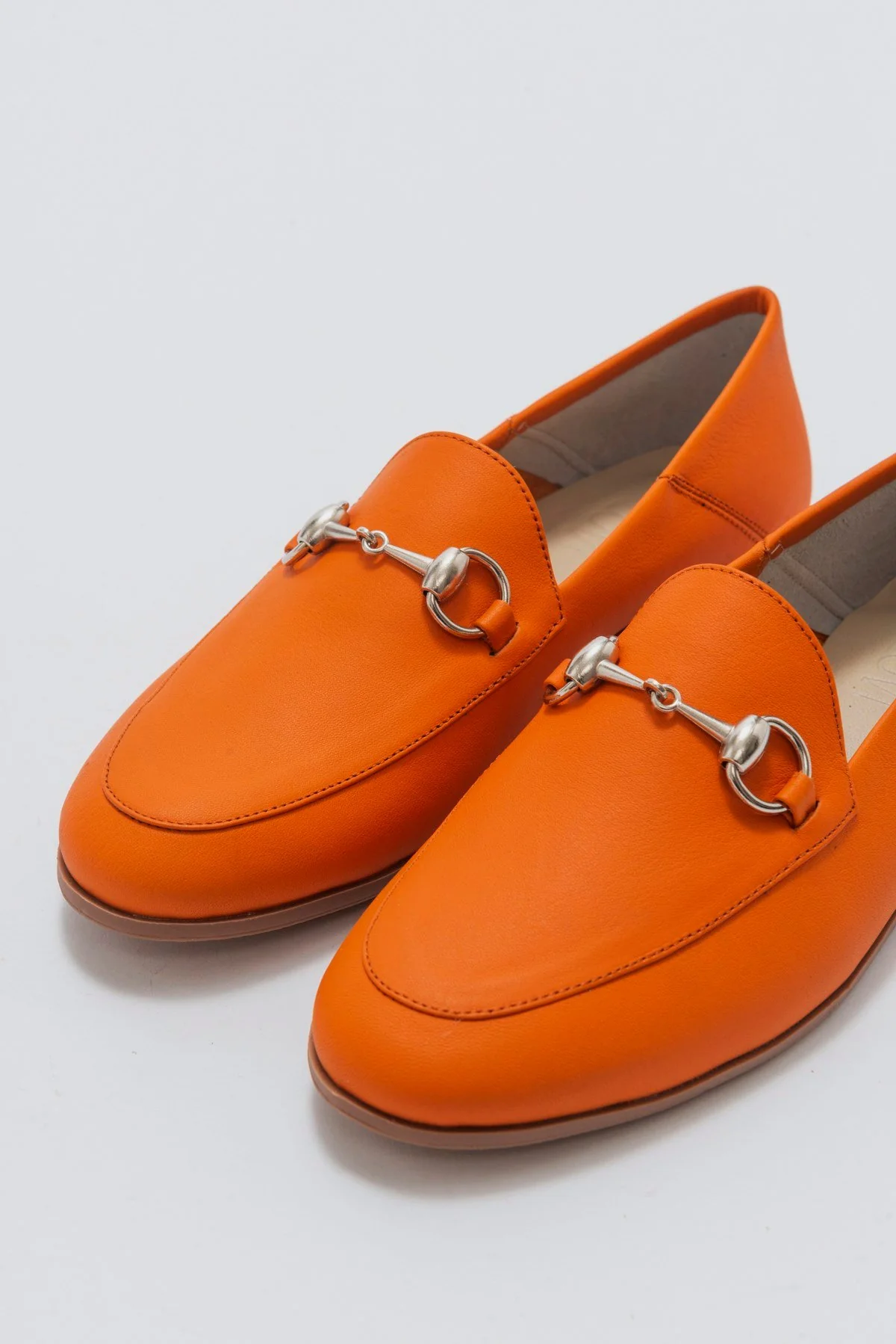Penny - Neon Orange Leather Horsebit Loafers - Image 3