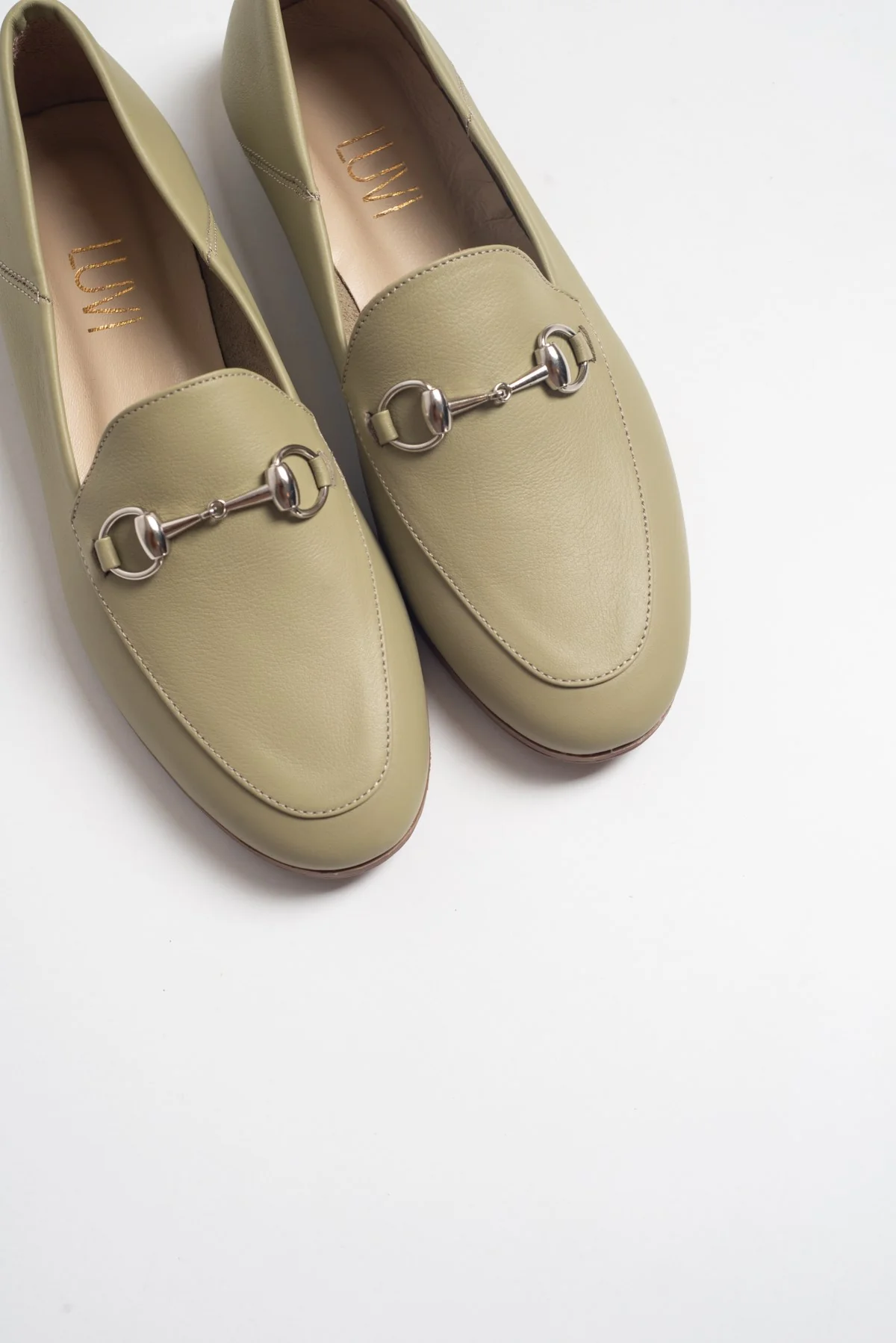 Penny - Olive Green Leather Horsebit Loafers - Image 2