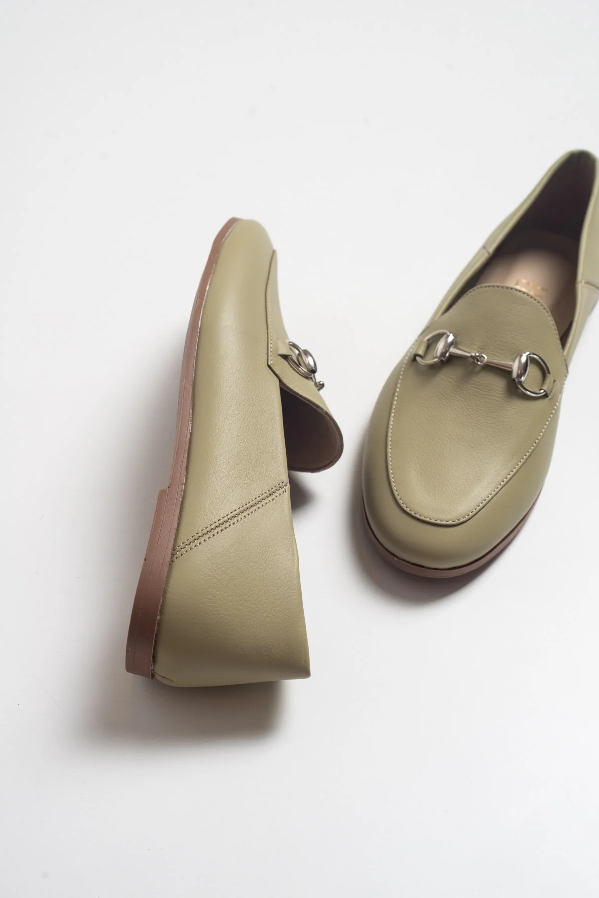 Penny - Olive Green Leather Horsebit Loafers - Image 3