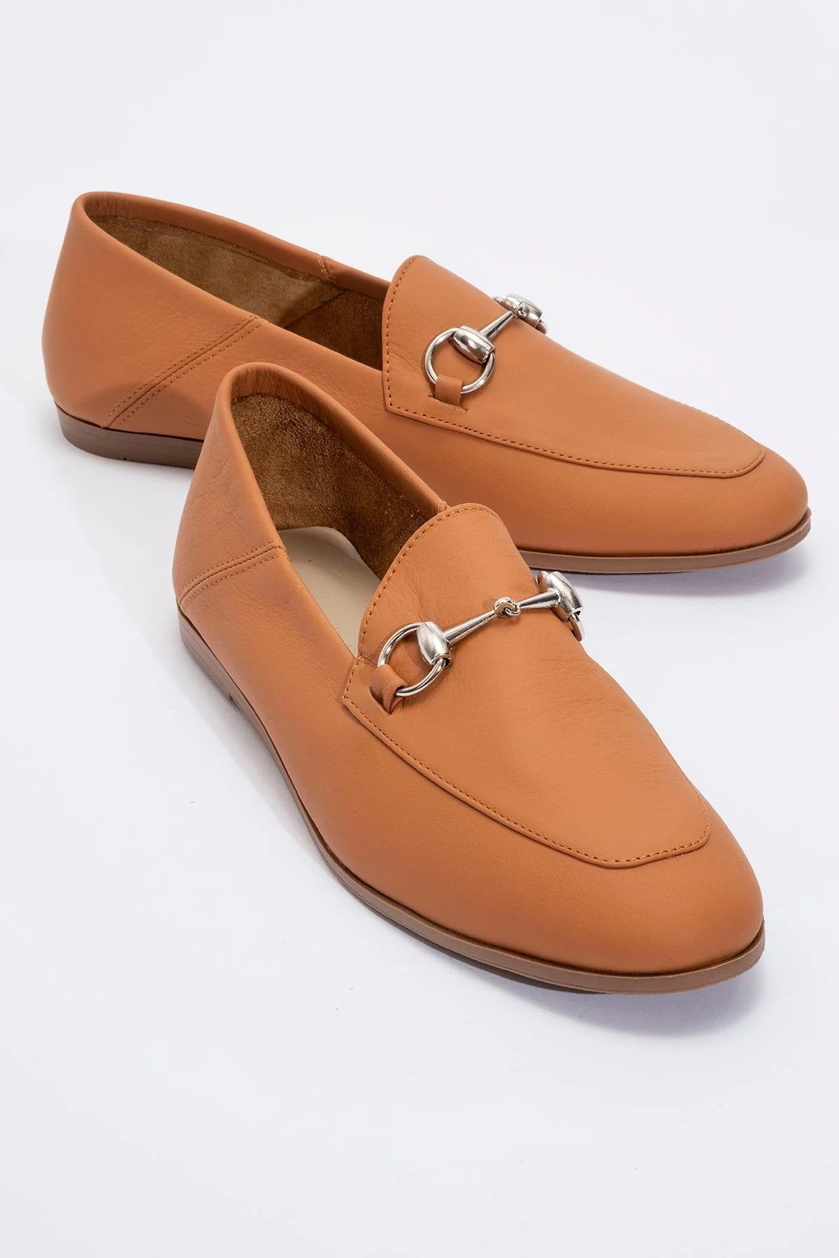 Penny - Orange Leather Horsebit Loafers