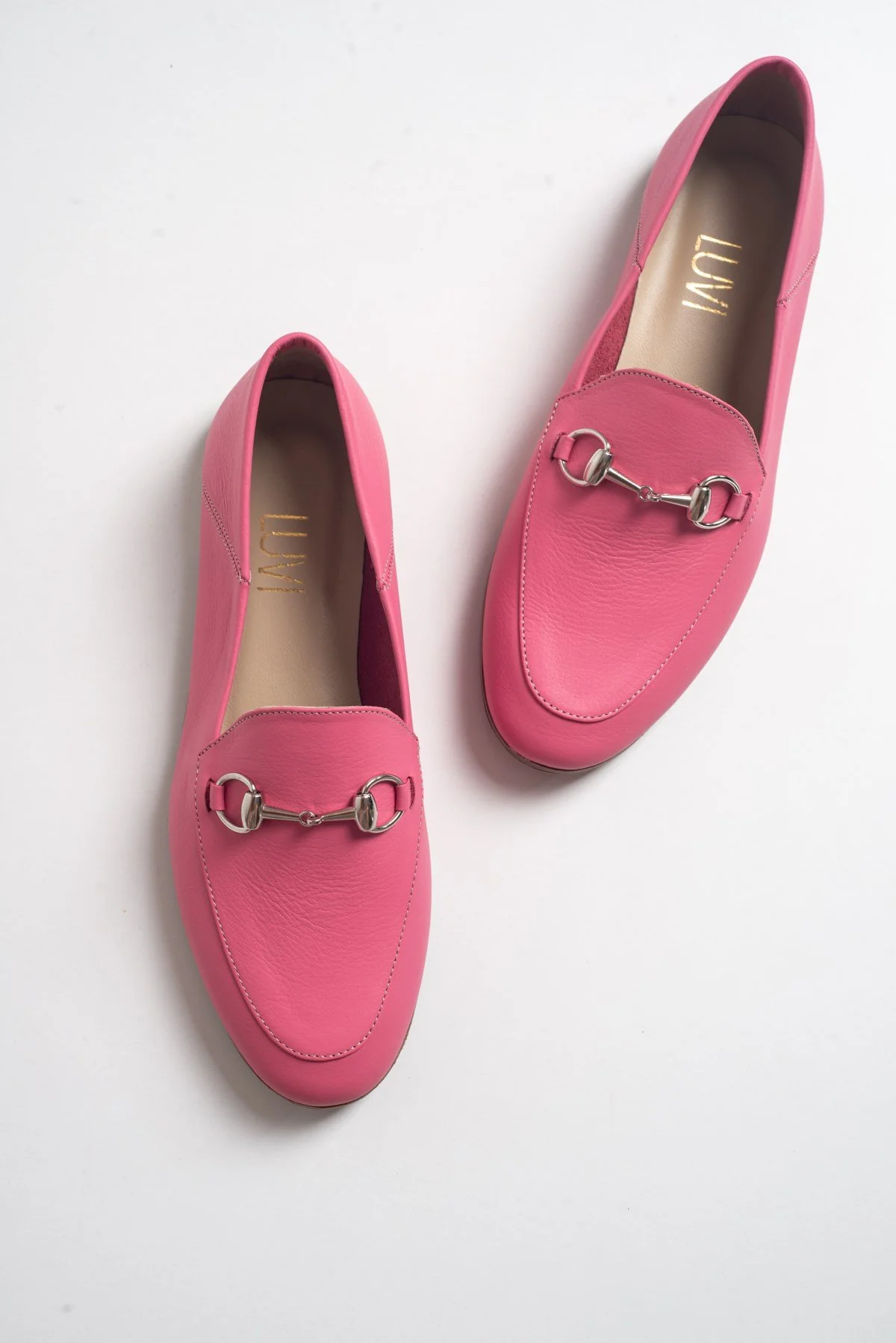 Penny - Pink Leather Horsebit Loafers