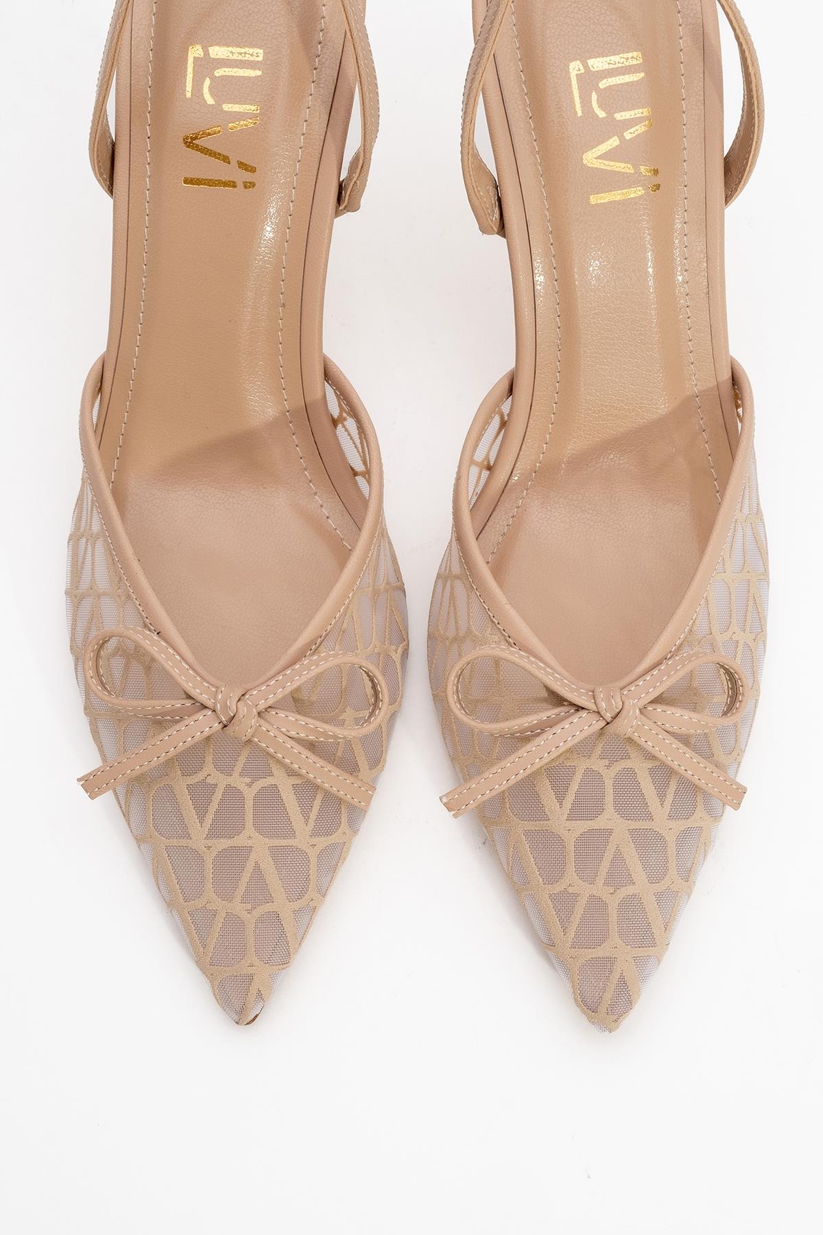Peony - Beige Mesh Bow Pointed Toe Pump (Women) - Image 2