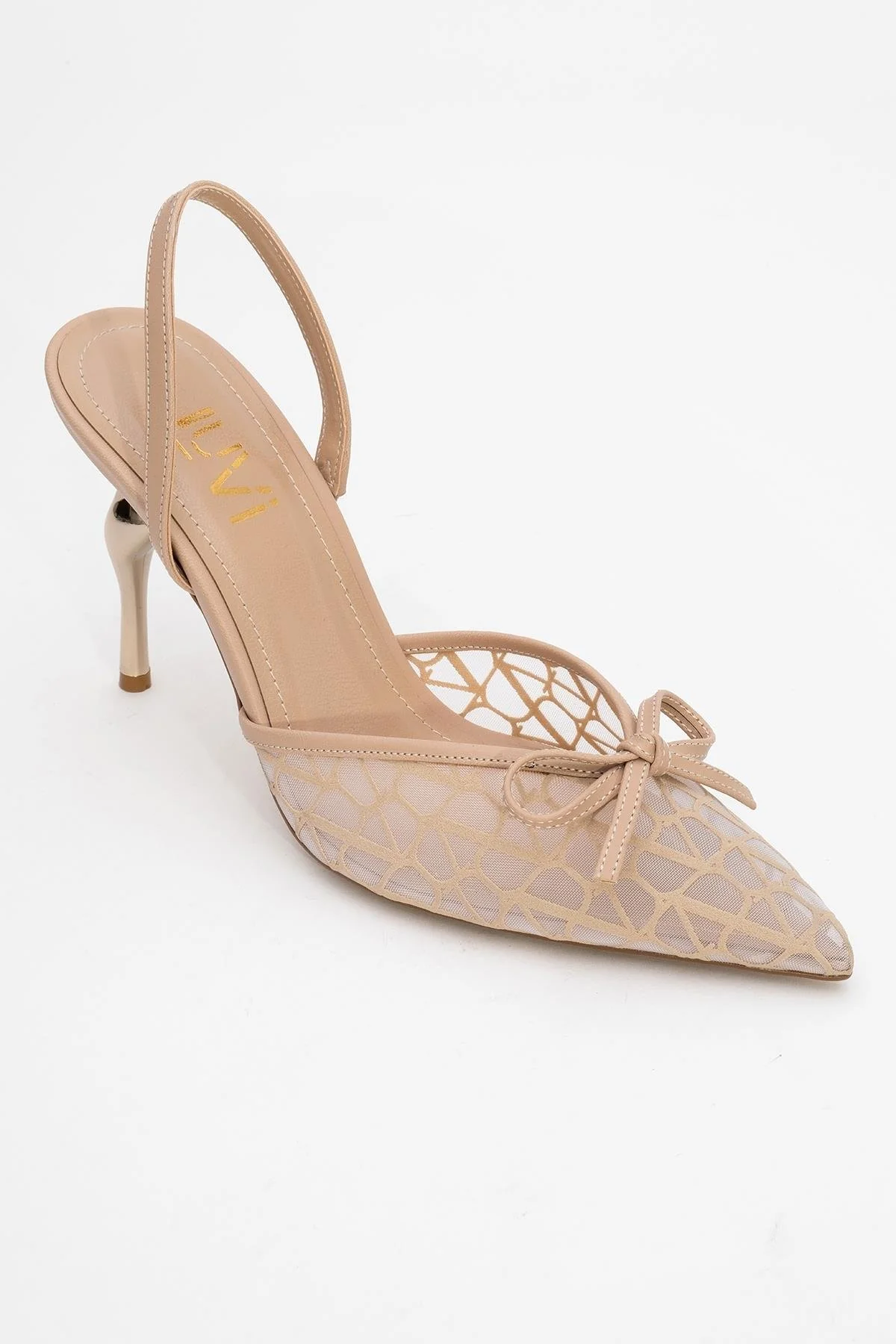 Peony - Beige Mesh Bow Pointed Toe Pump (Women) - Image 3