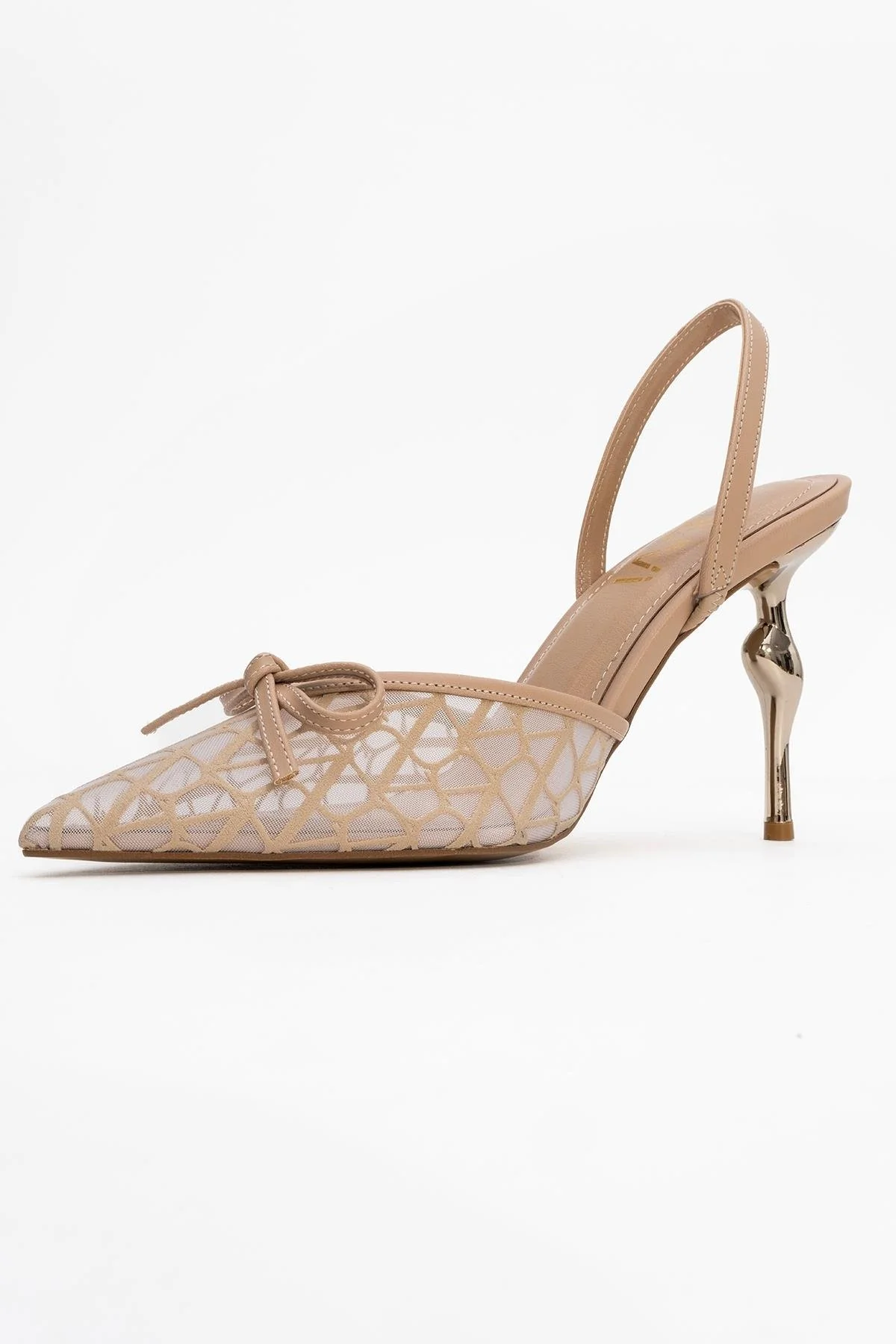 Peony - Beige Mesh Bow Pointed Toe Pump (Women) - Image 4