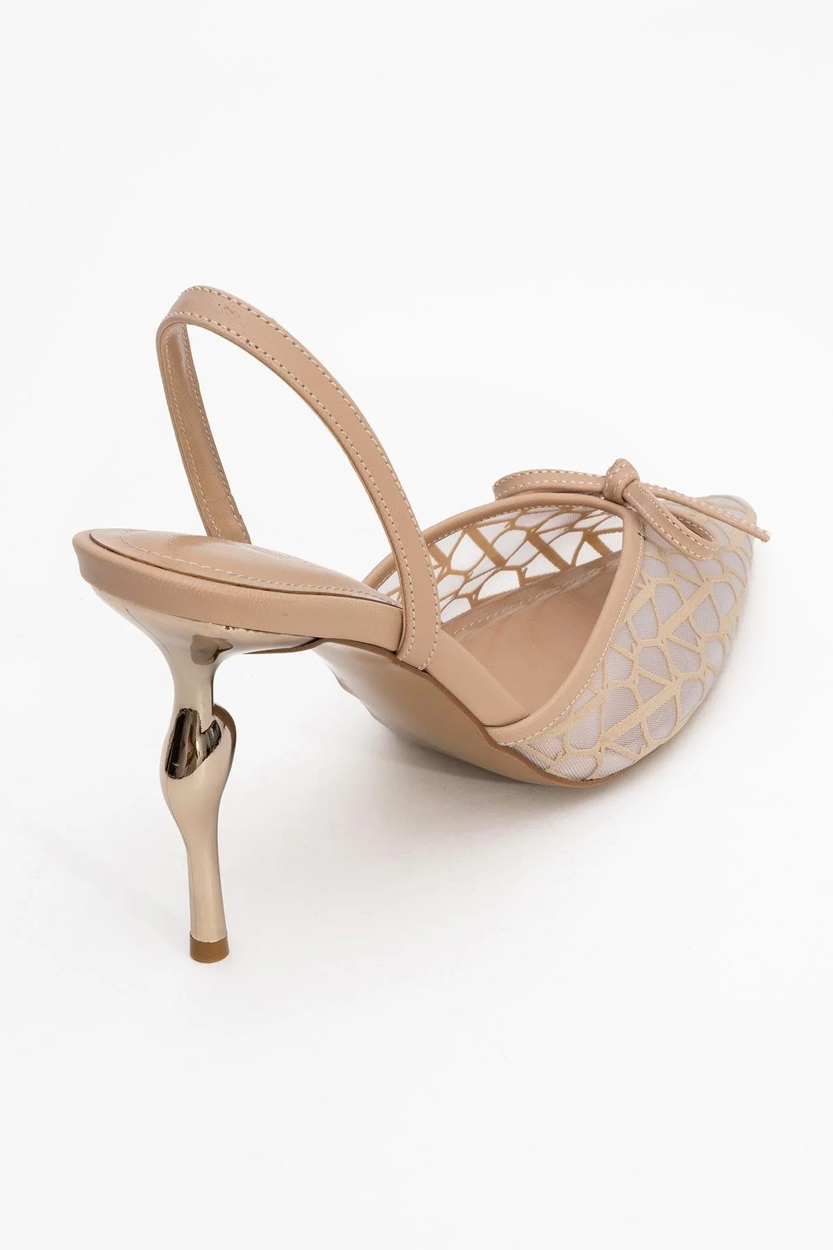 Peony - Beige Mesh Bow Pointed Toe Pump (Women) - Image 5