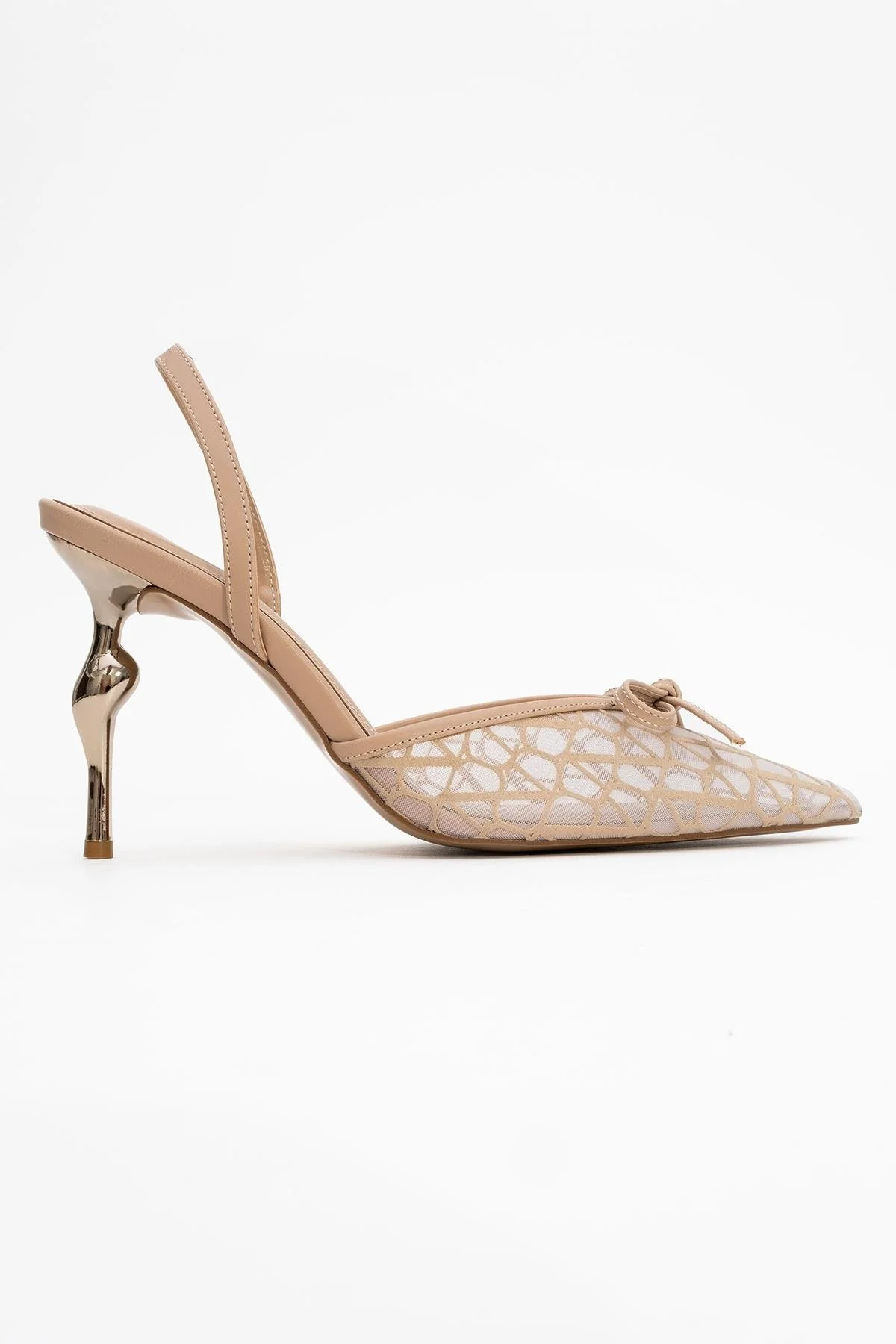 Peony - Beige Mesh Bow Pointed Toe Pump (Women) - Image 6