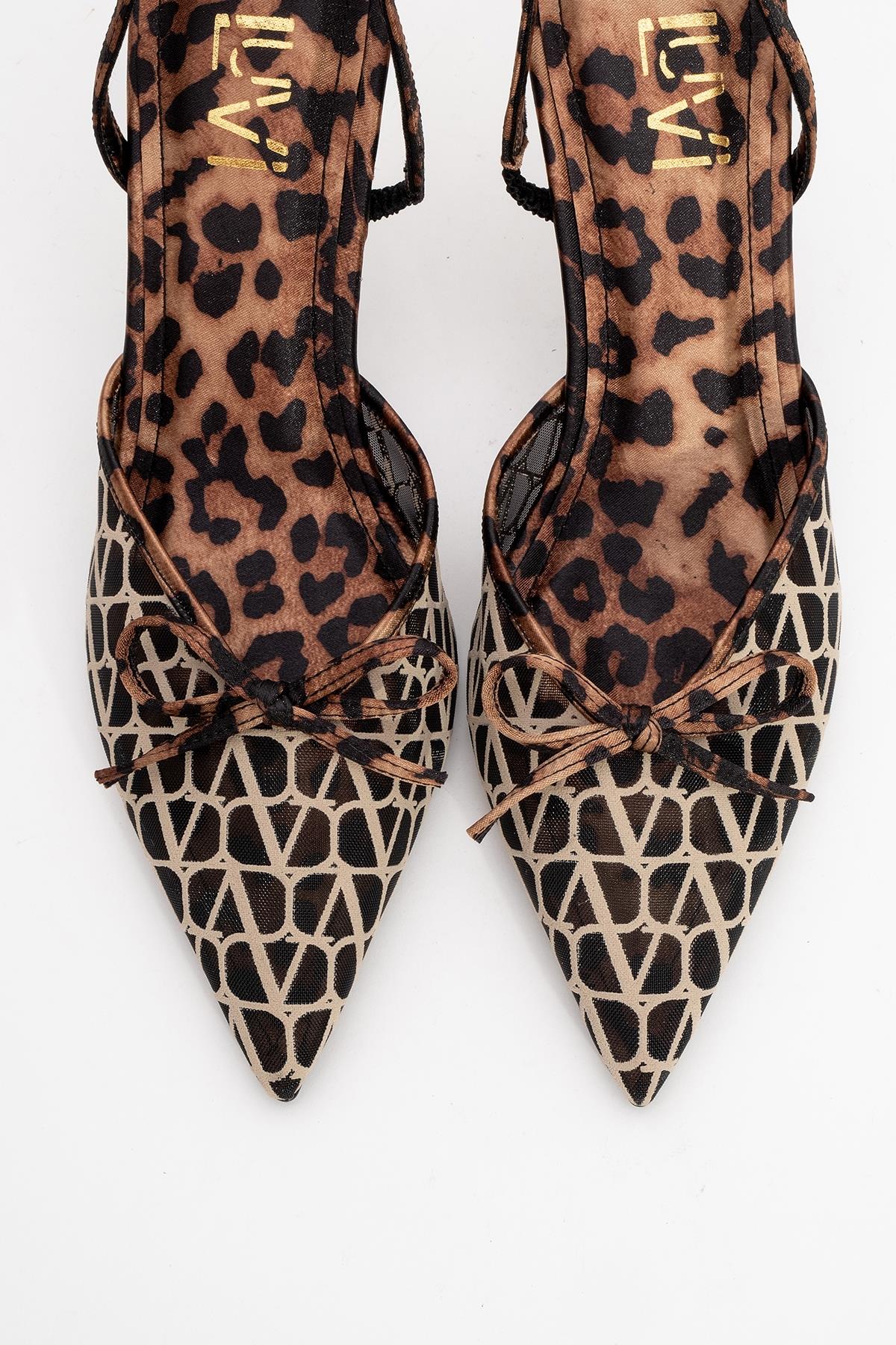 Peony - Black And Yellow Mesh Bow Pointed Toe Pump (Women) - Image 2