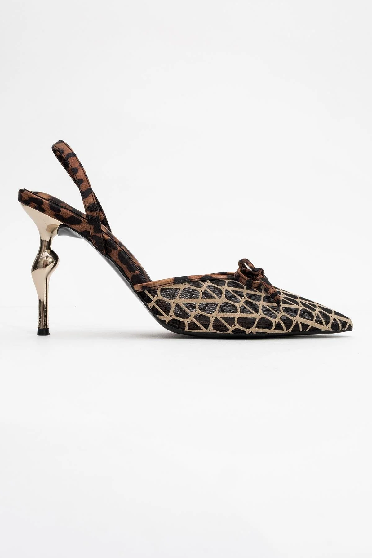 Peony - Black And Yellow Mesh Bow Pointed Toe Pump (Women) - Image 6