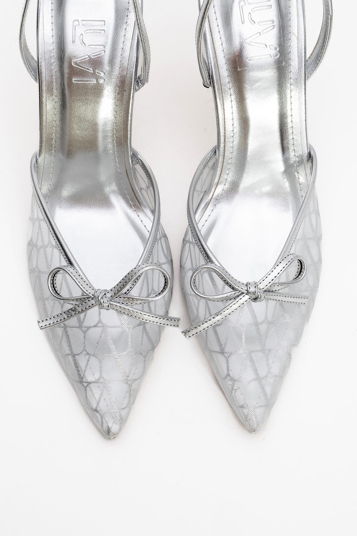 Peony - Silver Mesh Bow Pointed Toe Pump (Women) - Image 2