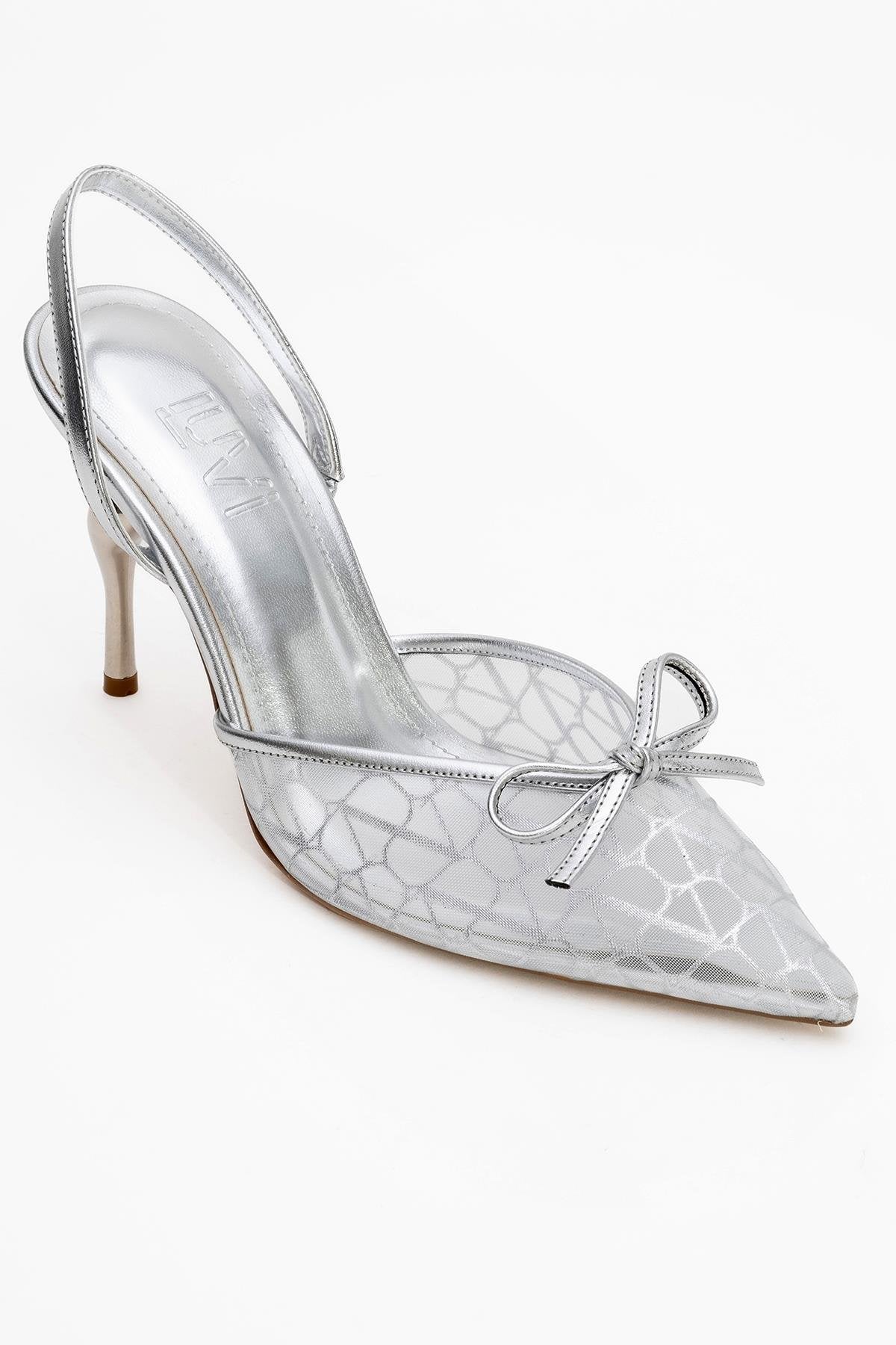 Peony - Silver Mesh Bow Pointed Toe Pump (Women) - Image 3