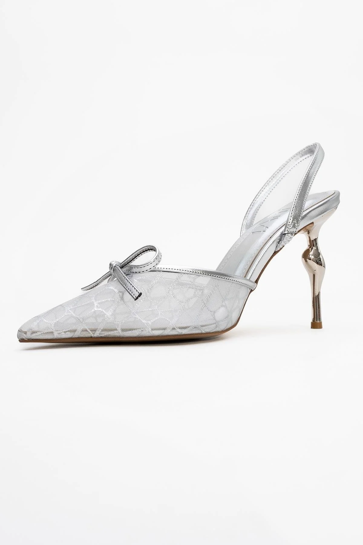 Peony - Silver Mesh Bow Pointed Toe Pump (Women) - Image 4