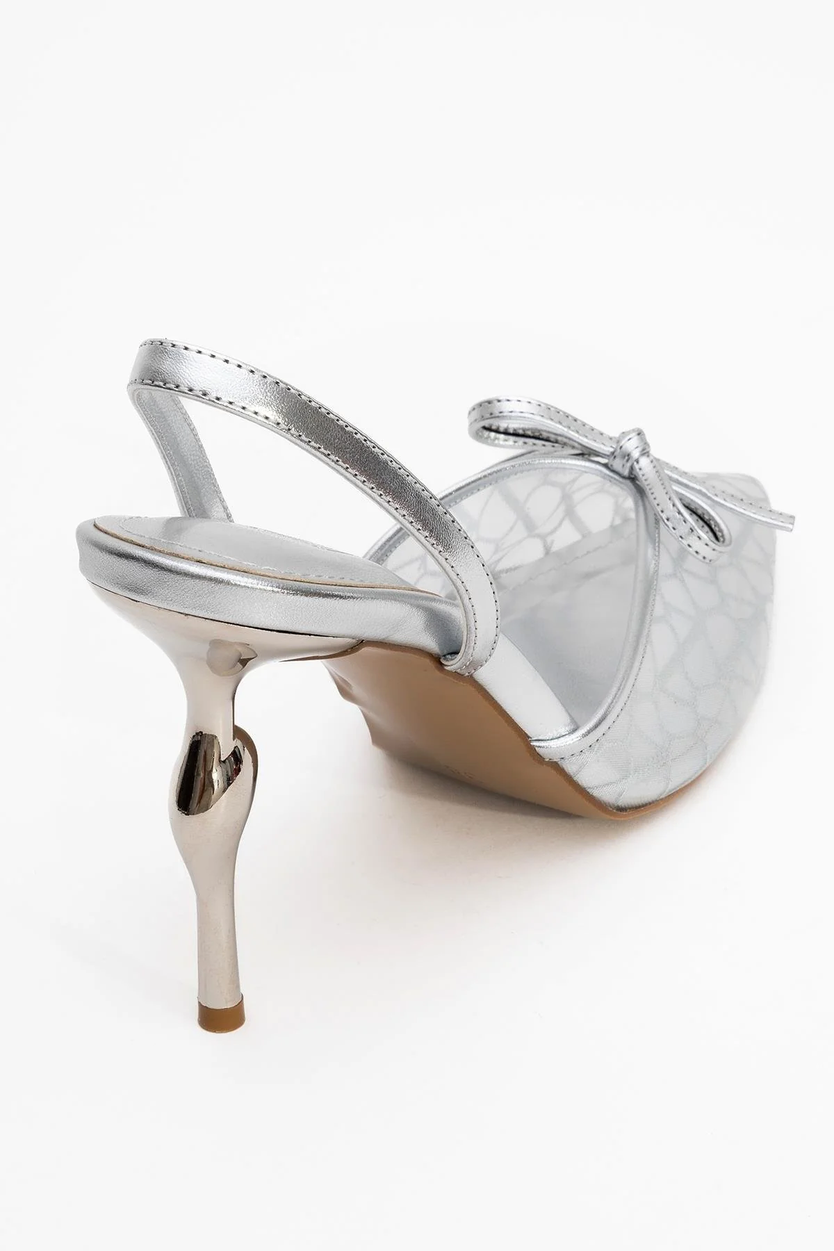 Peony - Silver Mesh Bow Pointed Toe Pump (Women) - Image 5