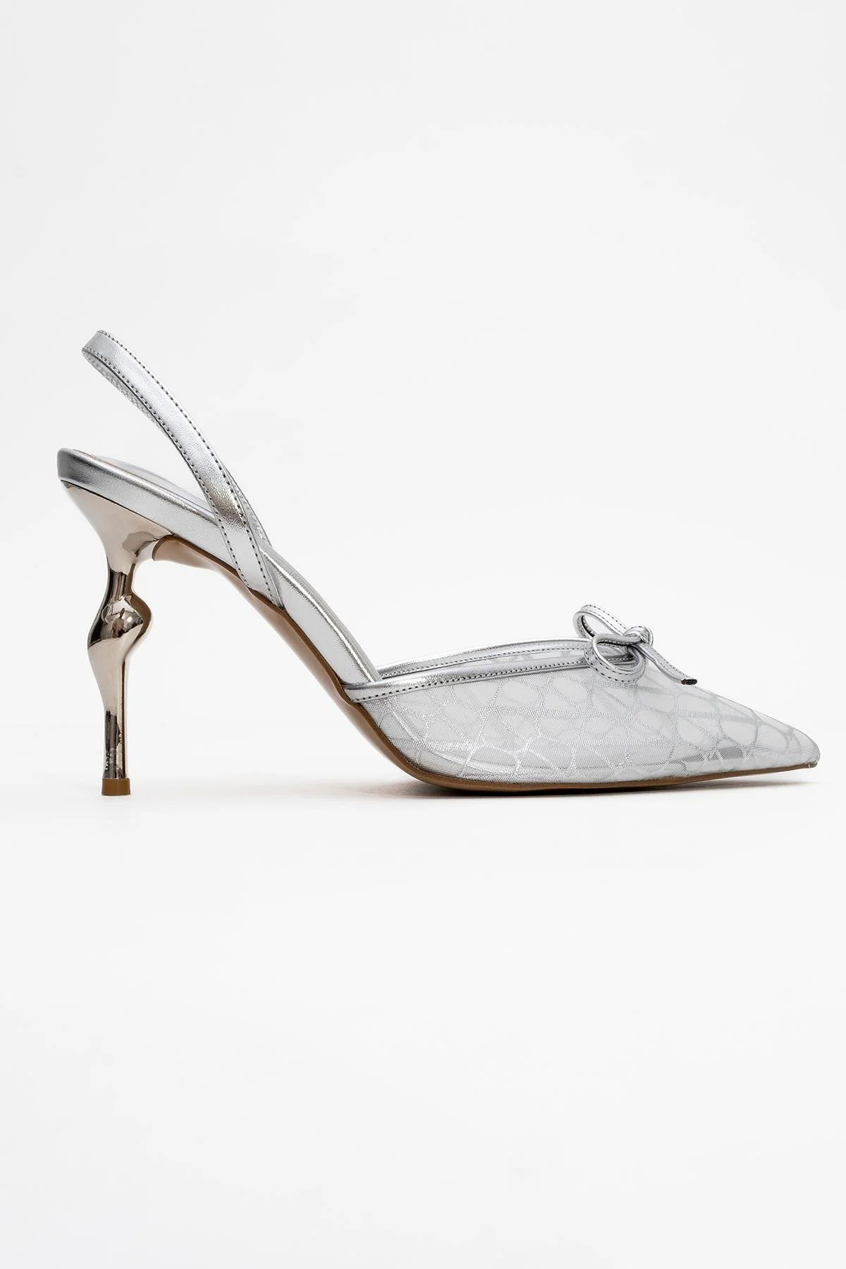 Peony - Silver Mesh Bow Pointed Toe Pump (Women) - Image 6