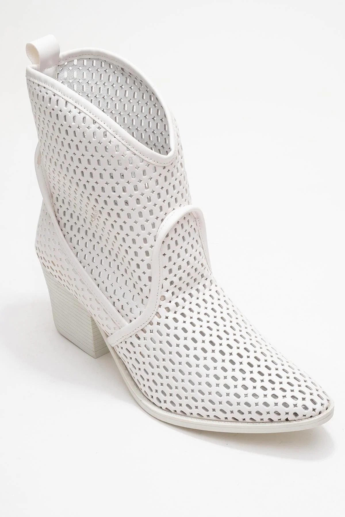Pera White Block Heel Boot (Women) - Image 3