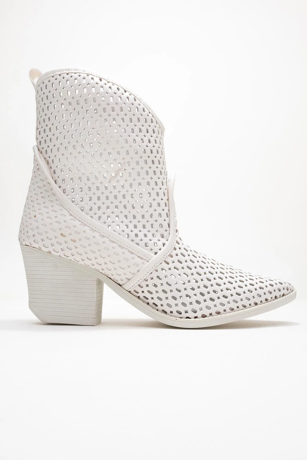 Pera White Block Heel Boot (Women) - Image 6
