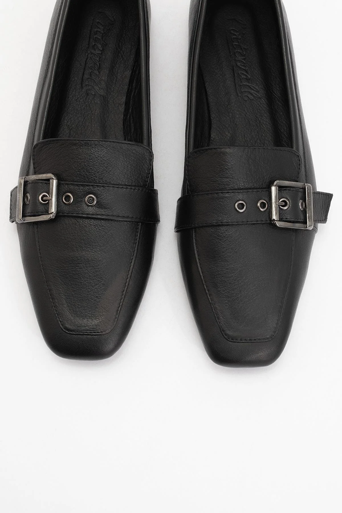 Periwinkle - Black Leather Loafers (Women) - Image 2