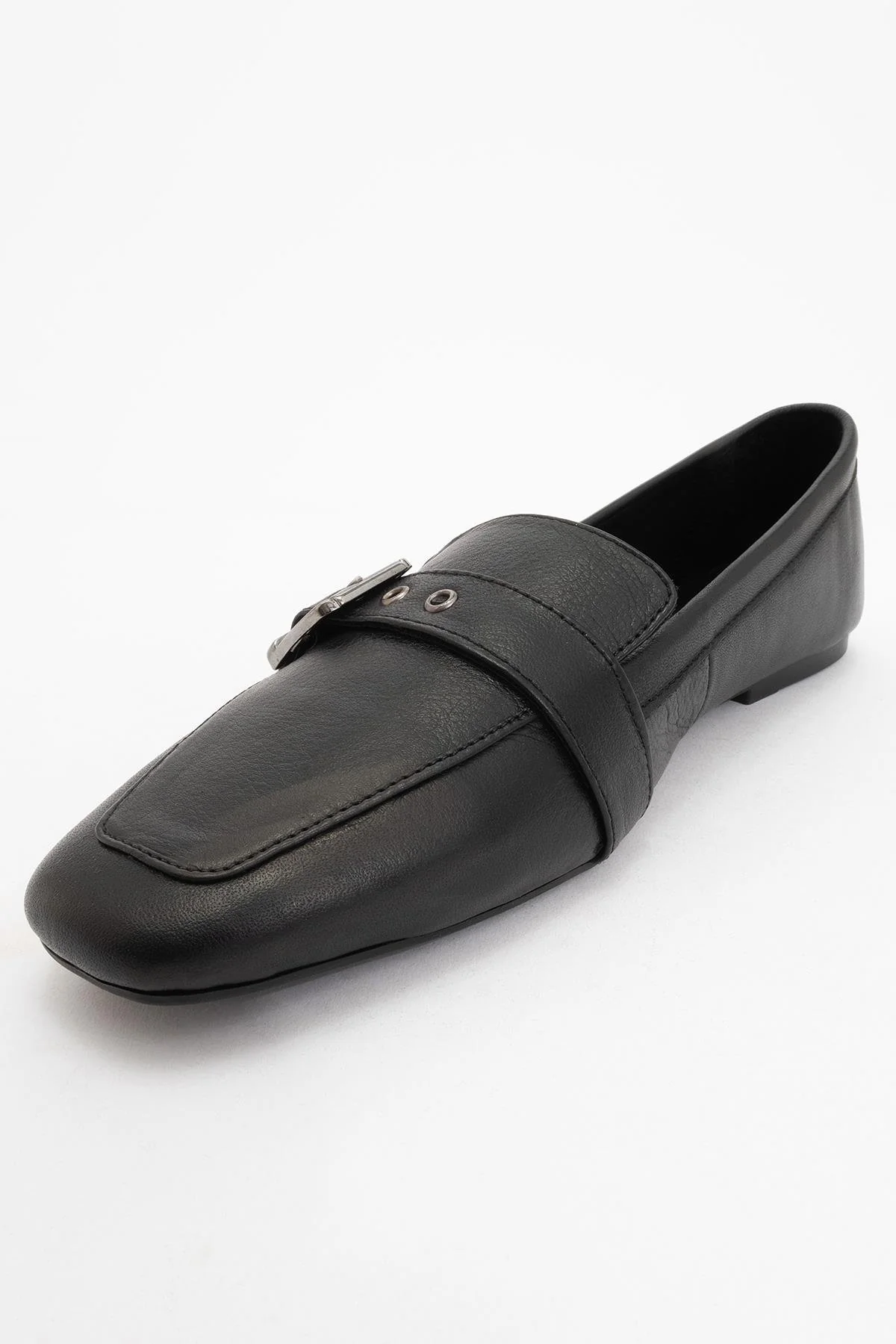 Periwinkle - Black Leather Loafers (Women) - Image 3