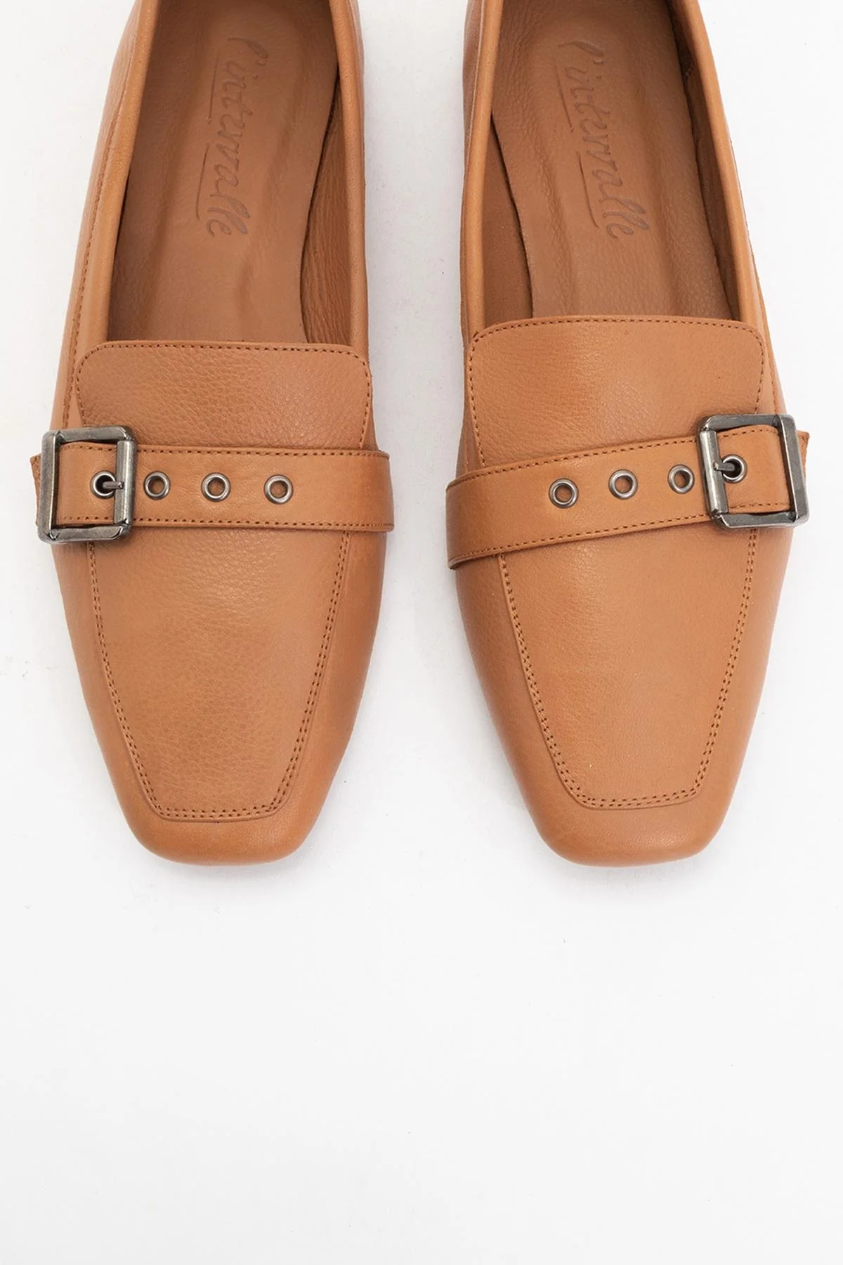 Periwinkle - Cognac Brown Leather Loafers (Women) - Image 2