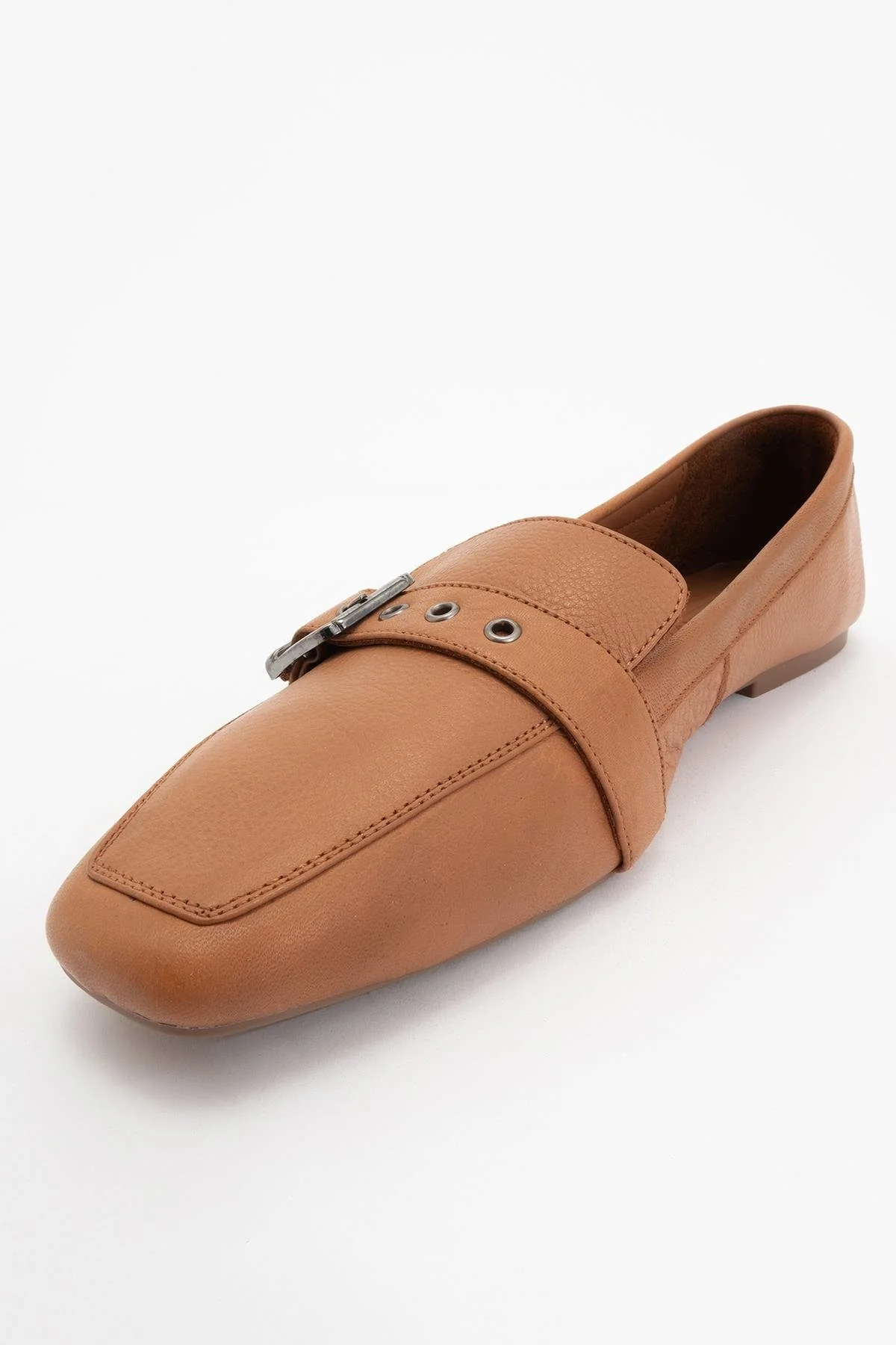 Periwinkle - Cognac Brown Leather Loafers (Women) - Image 3