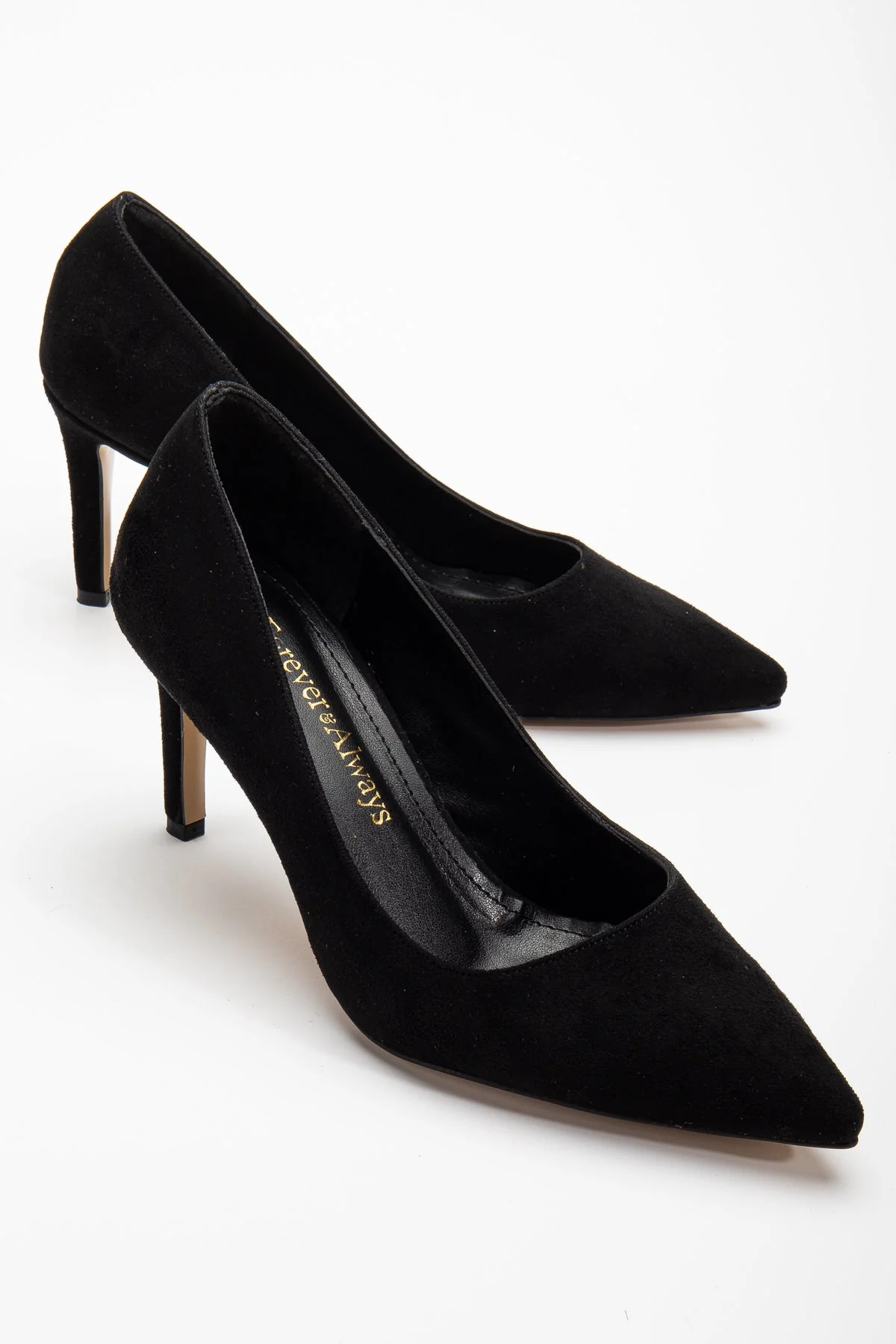 Perla - Black Suede Pointed Toe Stiletto Pump - Image 2