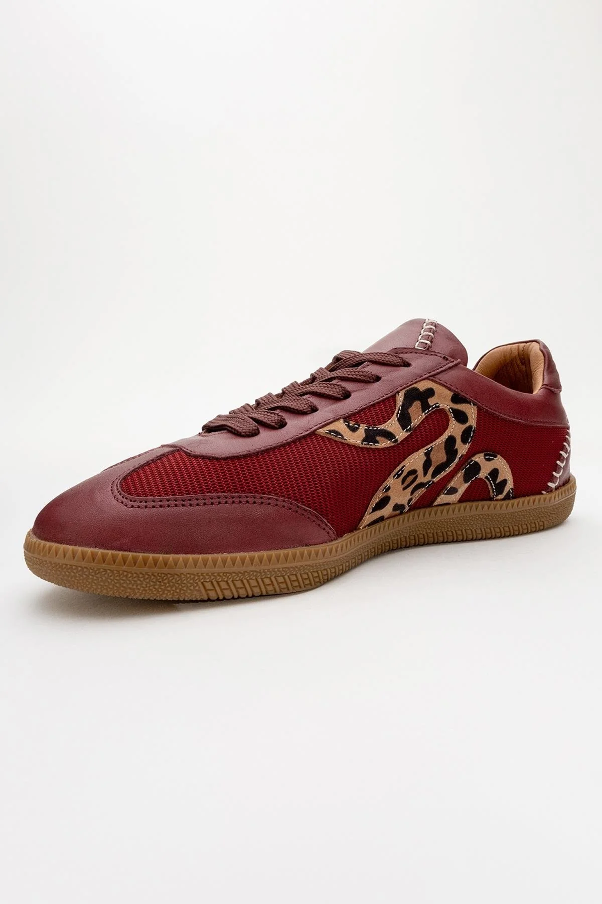 Perry - Burgundy Leather Sneakers (Women) - Image 3