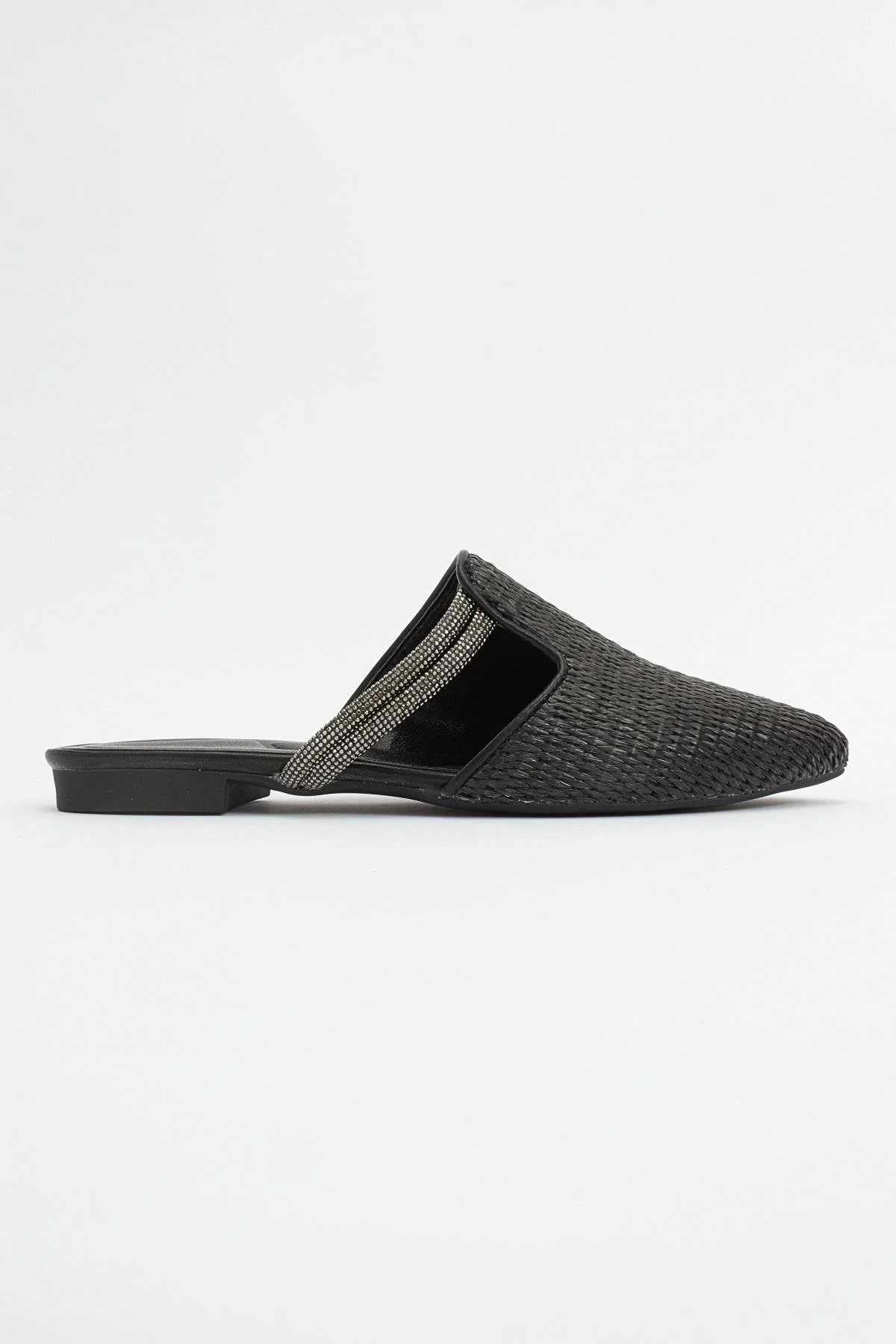 Pesa - Black Woven Embellished Slide (Women) - Image 6
