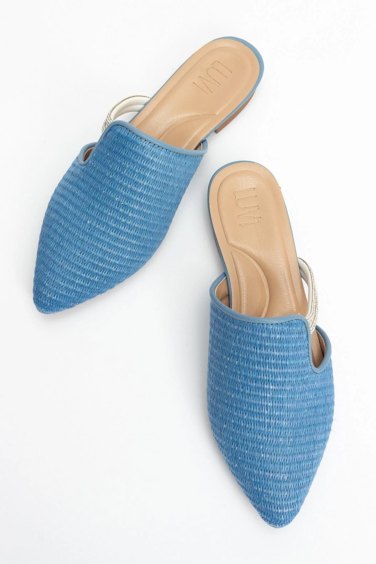 Pesa - Blue Woven Stone-Embellished Slide (Women) - Image 2