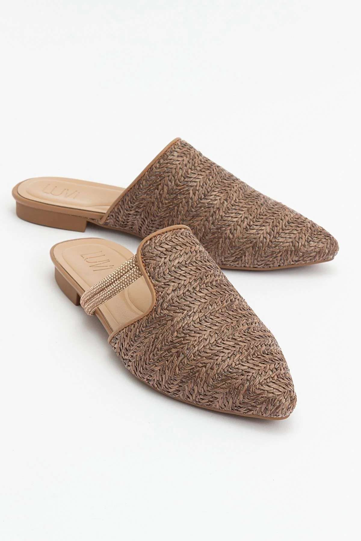 Pesa - Brown Woven Embellished Slide (Women)