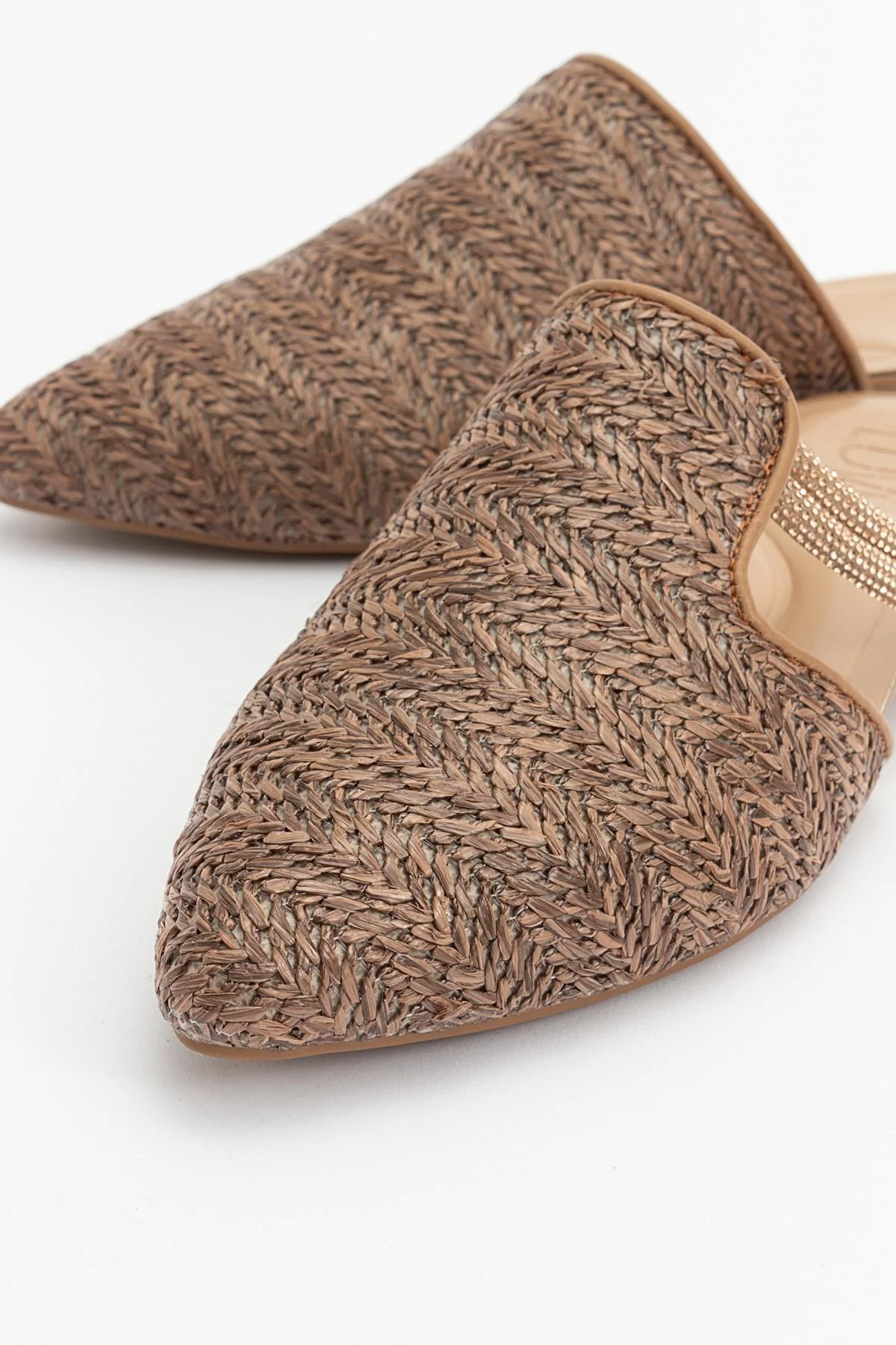 Pesa - Brown Woven Embellished Slide (Women) - Image 3