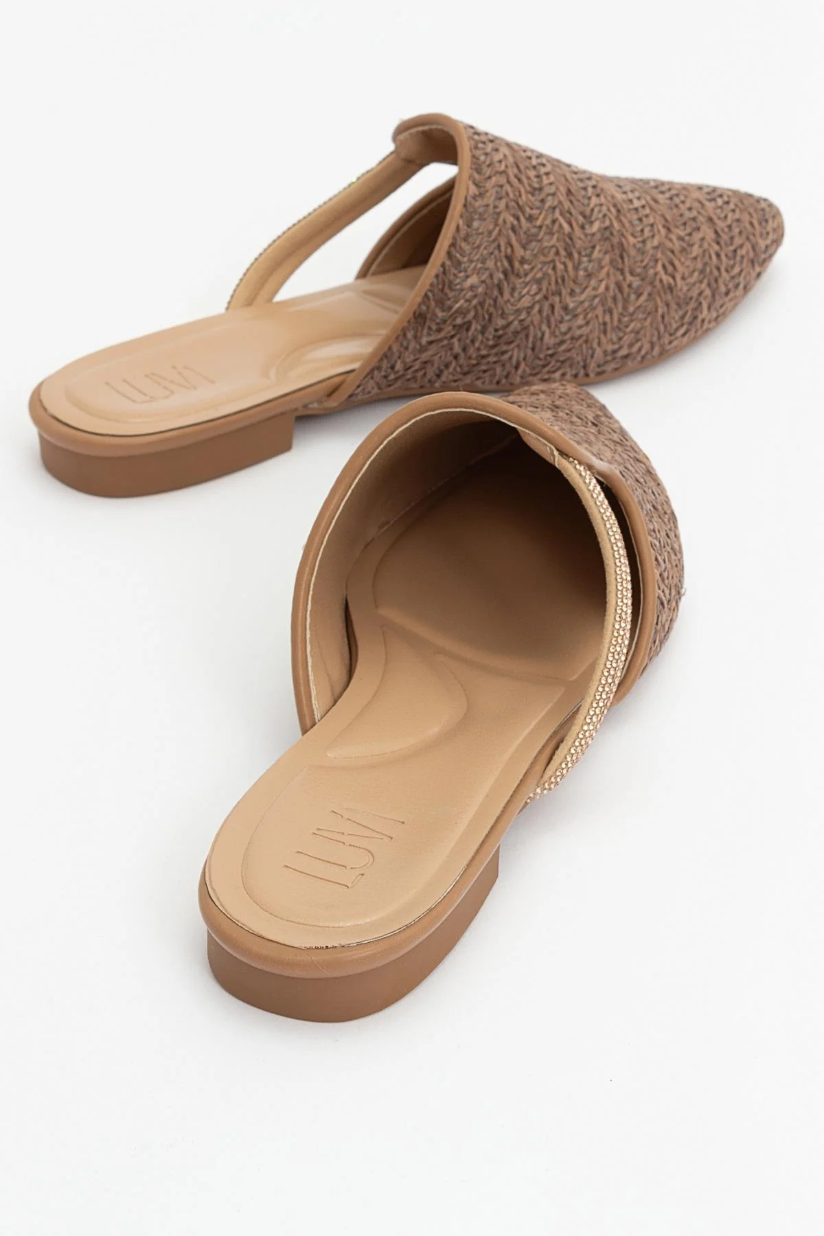 Pesa - Brown Woven Embellished Slide (Women) - Image 4