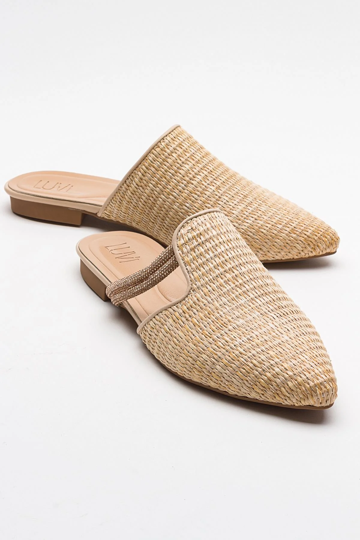 Pesa - Cream Woven Embellished Slide (Women)