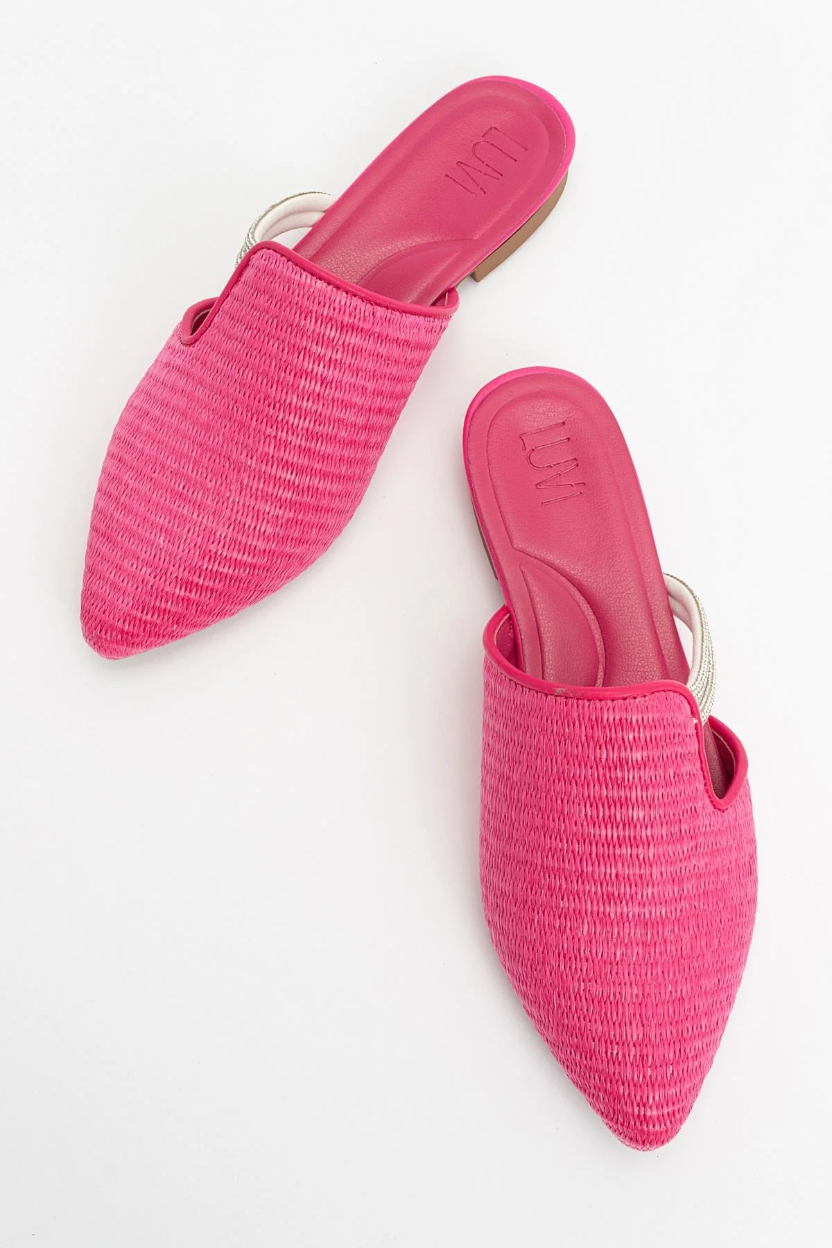 Pesa - Fuchsia Woven Embellished Slide (Women) - Image 3