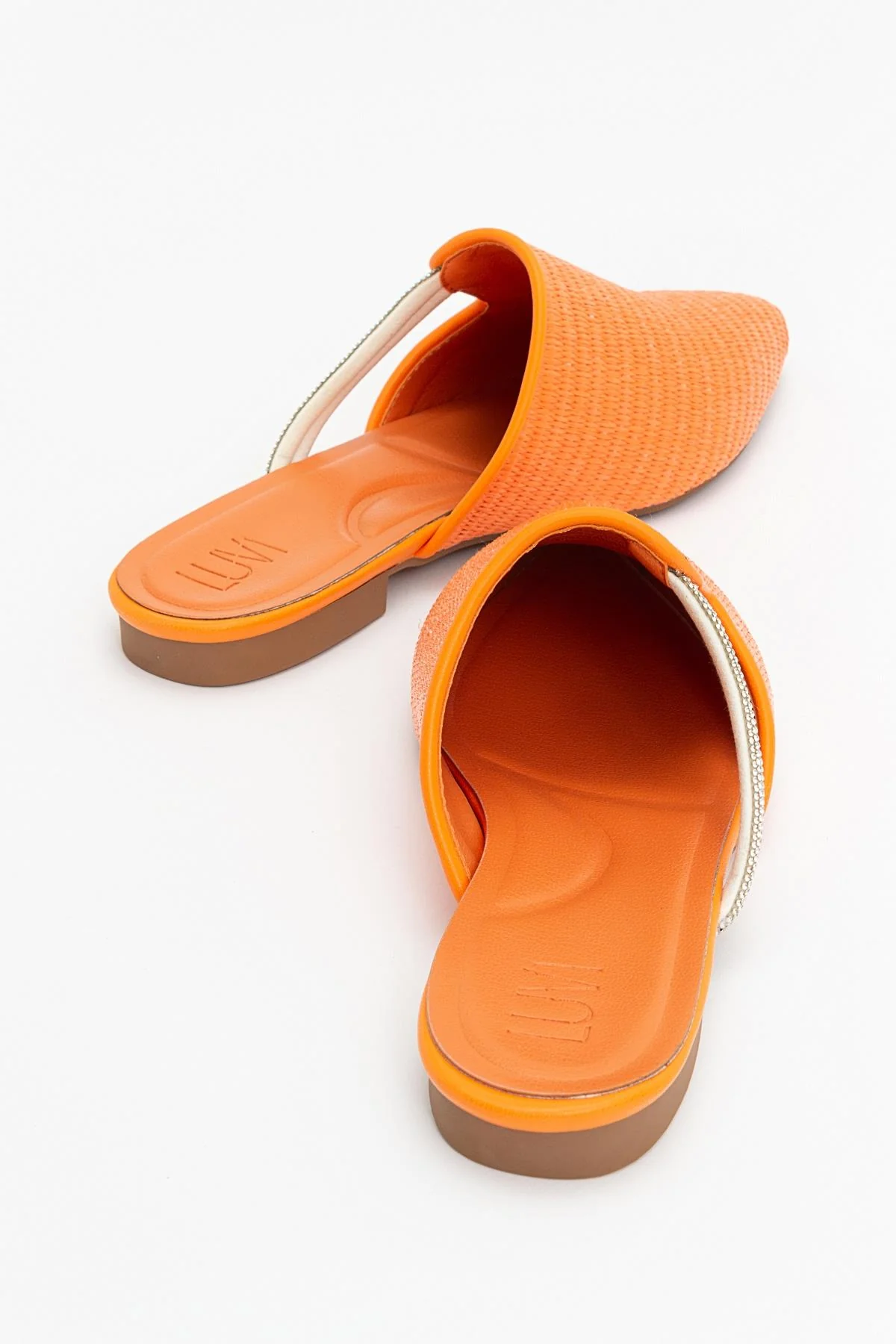 Pesa - Orange Woven Stone-Embellished Slide (Women) - Image 2